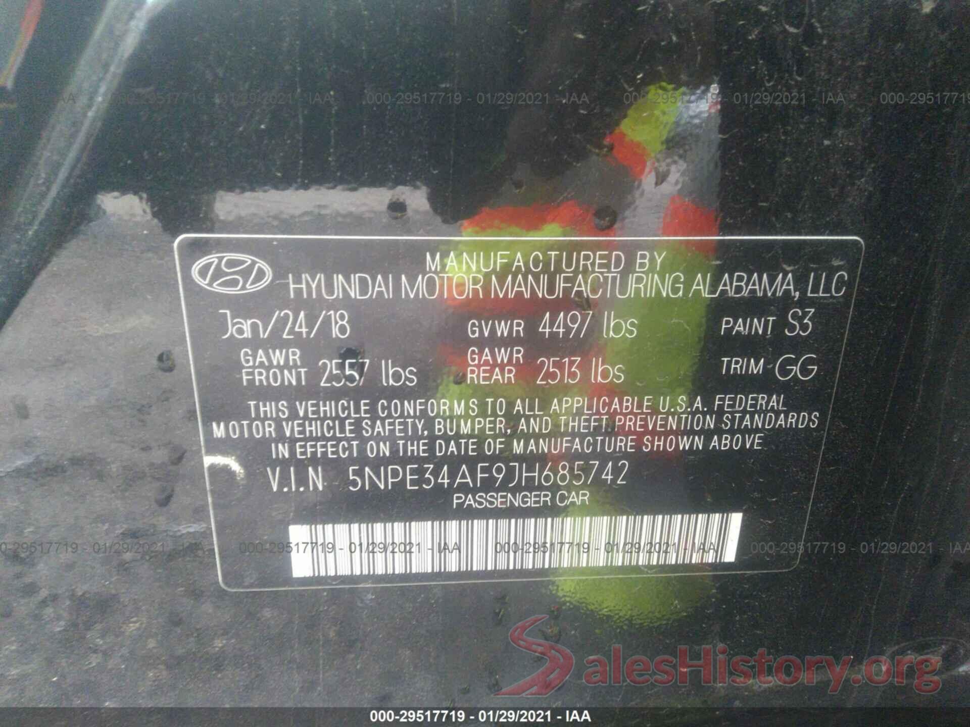 5NPE34AF9JH685742 2018 HYUNDAI SONATA