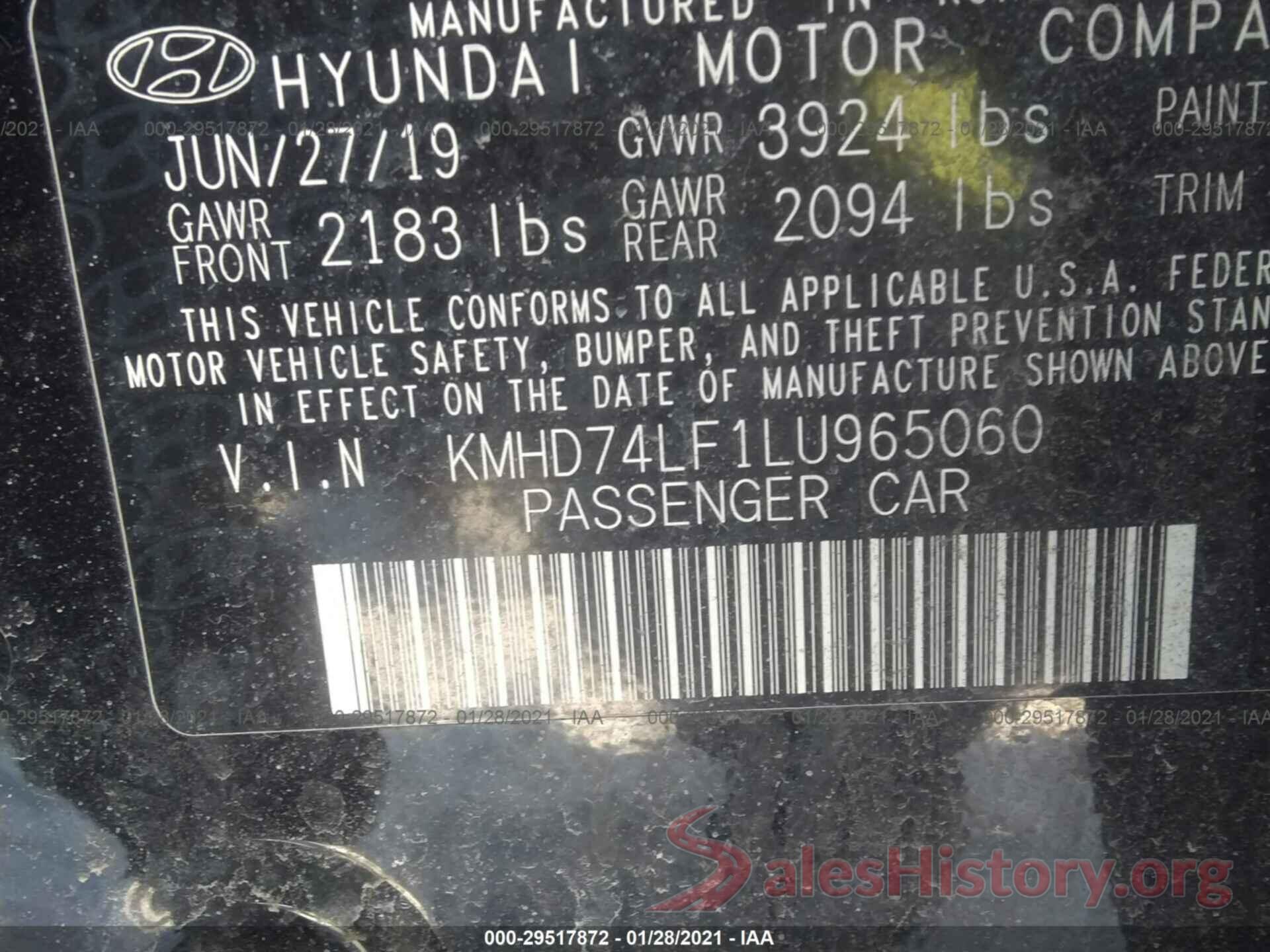 KMHD74LF1LU965060 2020 HYUNDAI ELANTRA