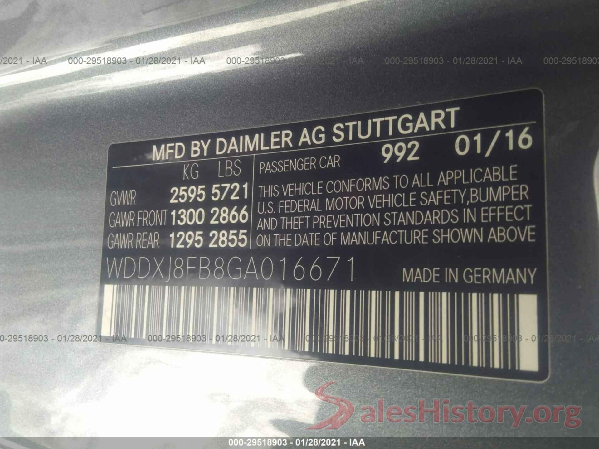 WDDXJ8FB8GA016671 2016 MERCEDES-BENZ S-CLASS