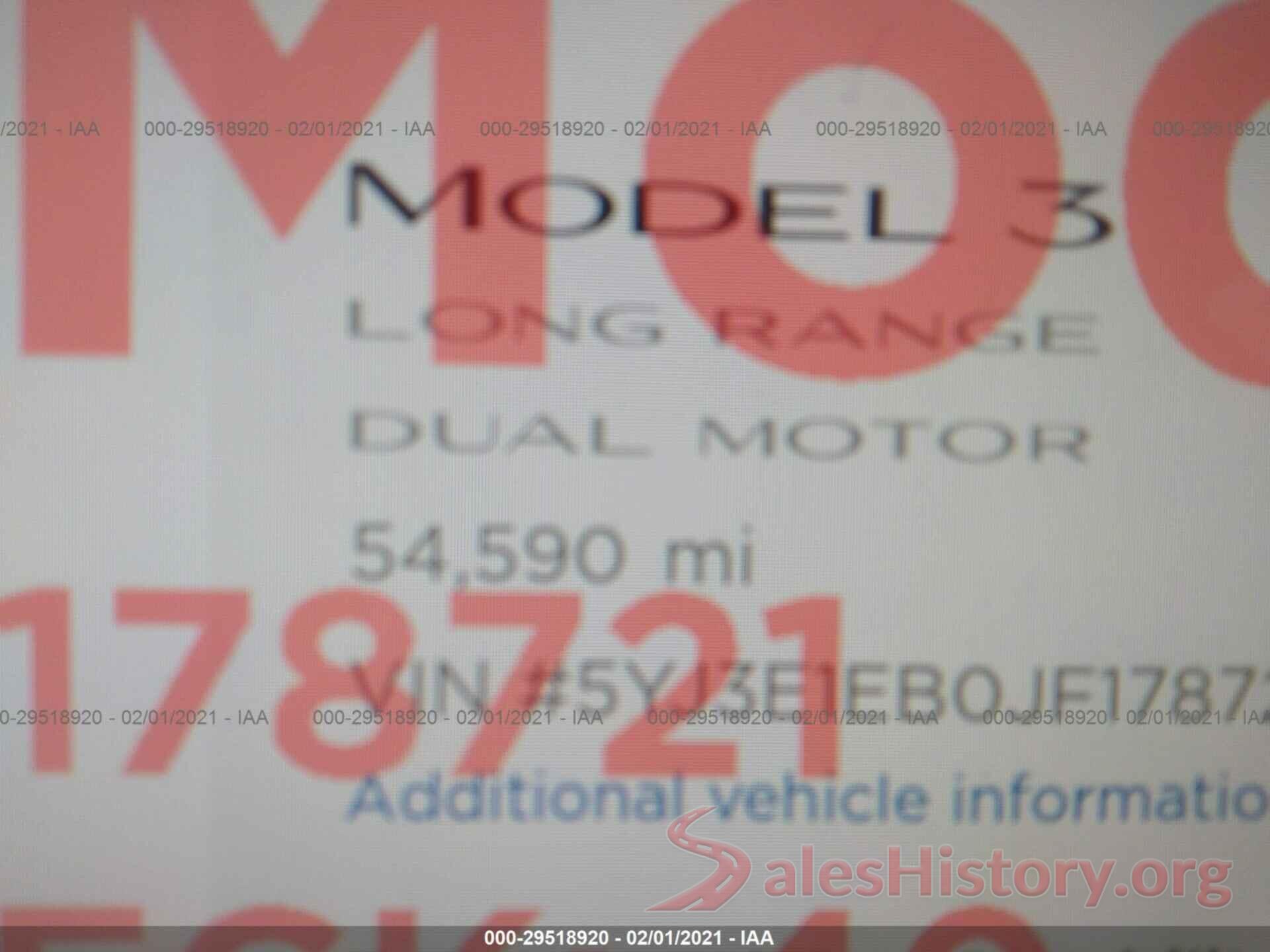 5YJ3E1EB0JF178721 2018 TESLA MODEL 3