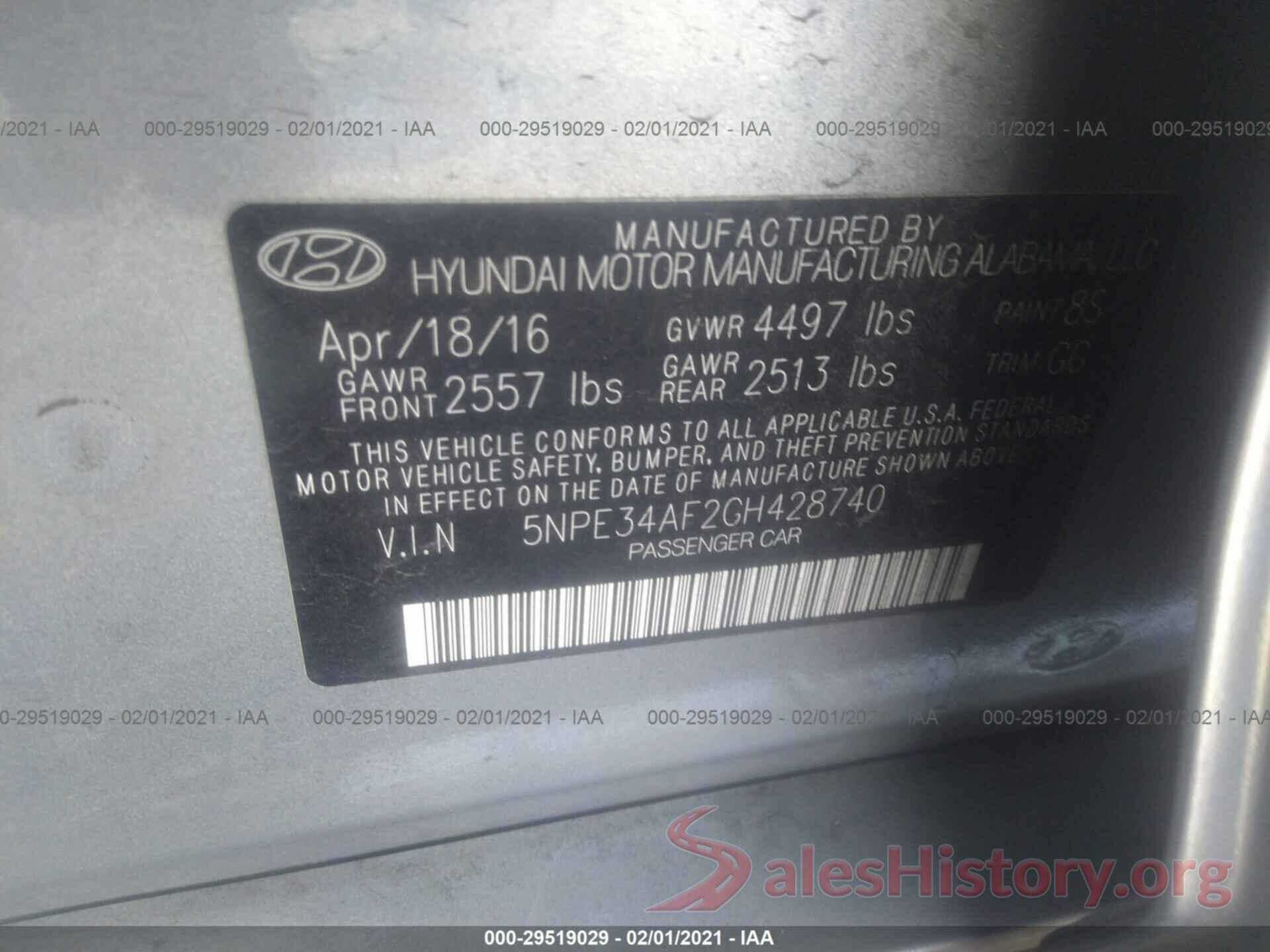 5NPE34AF2GH428740 2016 HYUNDAI SONATA