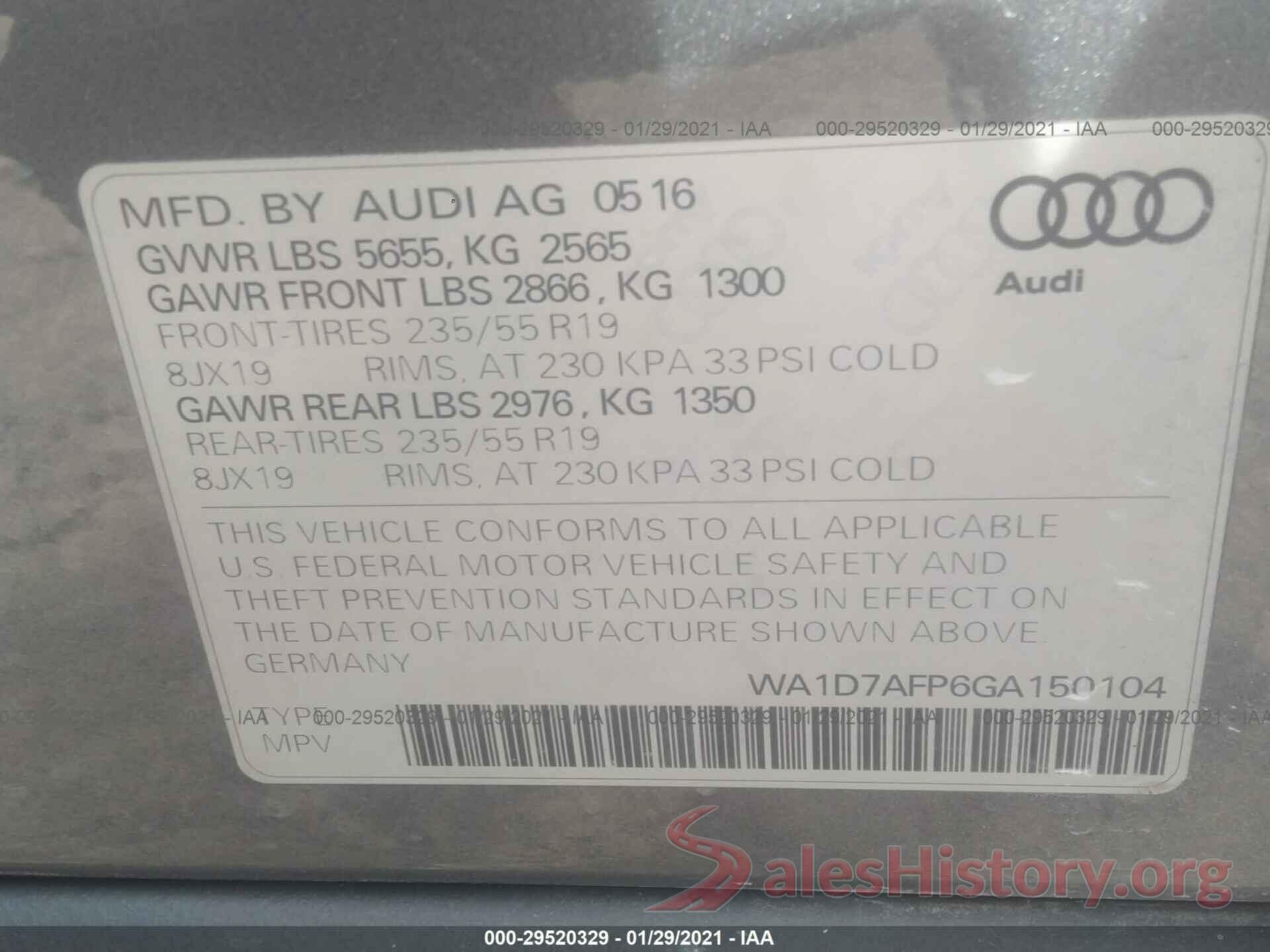 WA1D7AFP6GA150104 2016 AUDI Q5