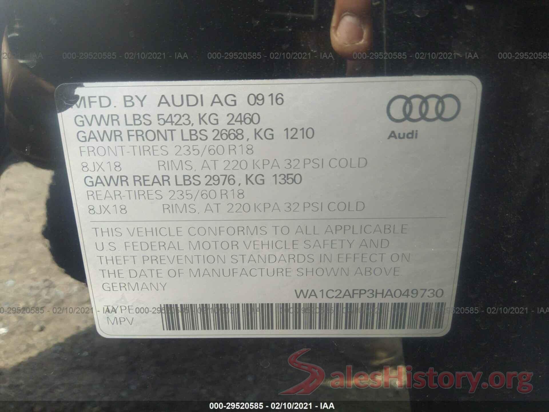 WA1C2AFP3HA049730 2017 AUDI Q5