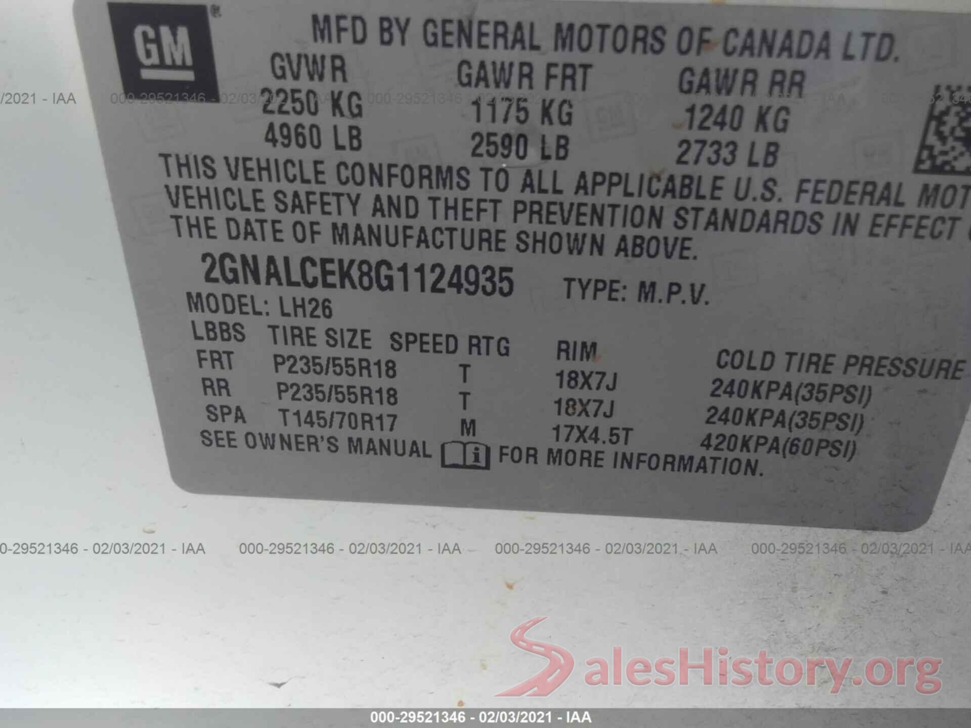 2GNALCEK8G1124935 2016 CHEVROLET EQUINOX