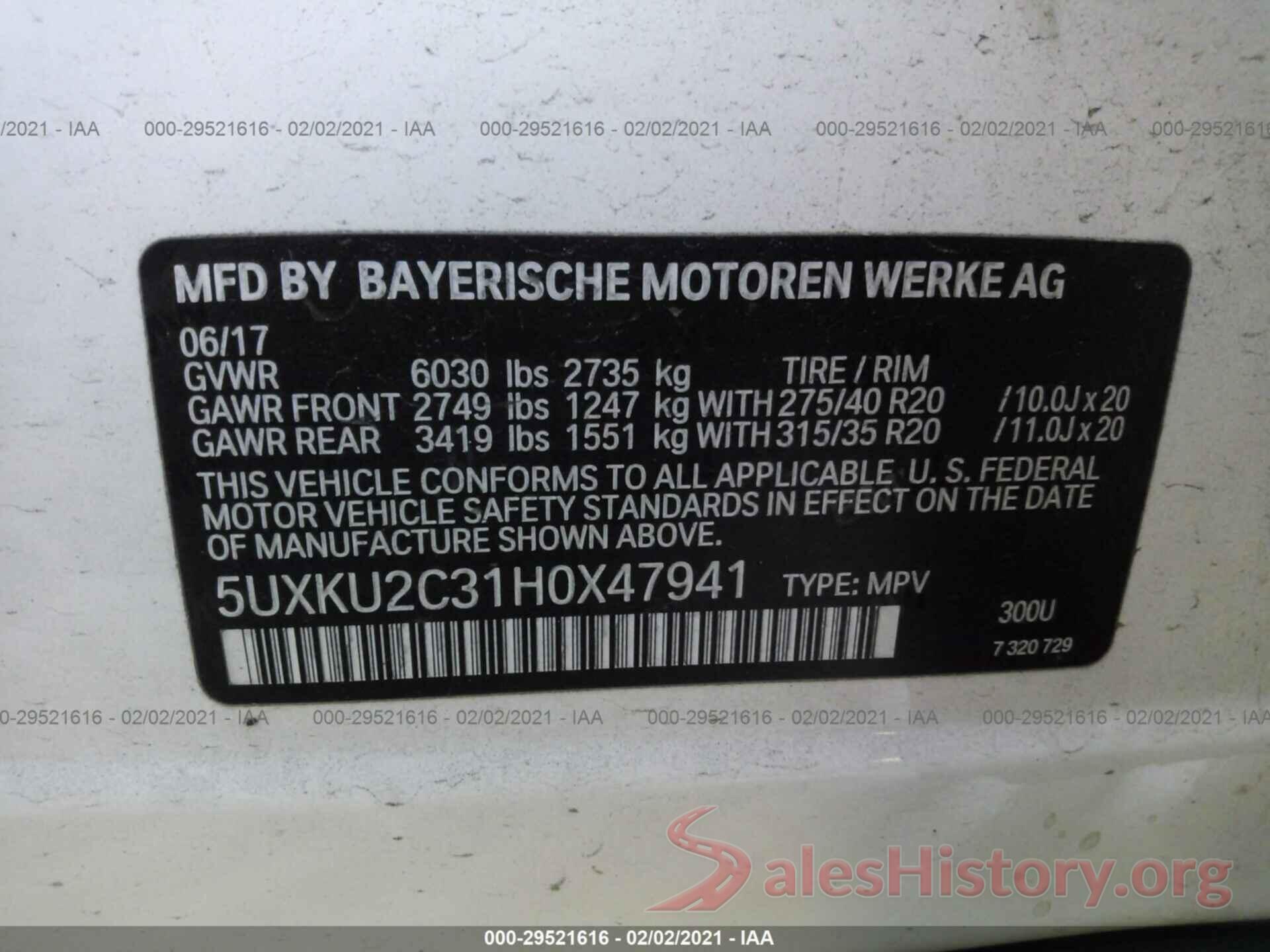 5UXKU2C31H0X47941 2017 BMW X6