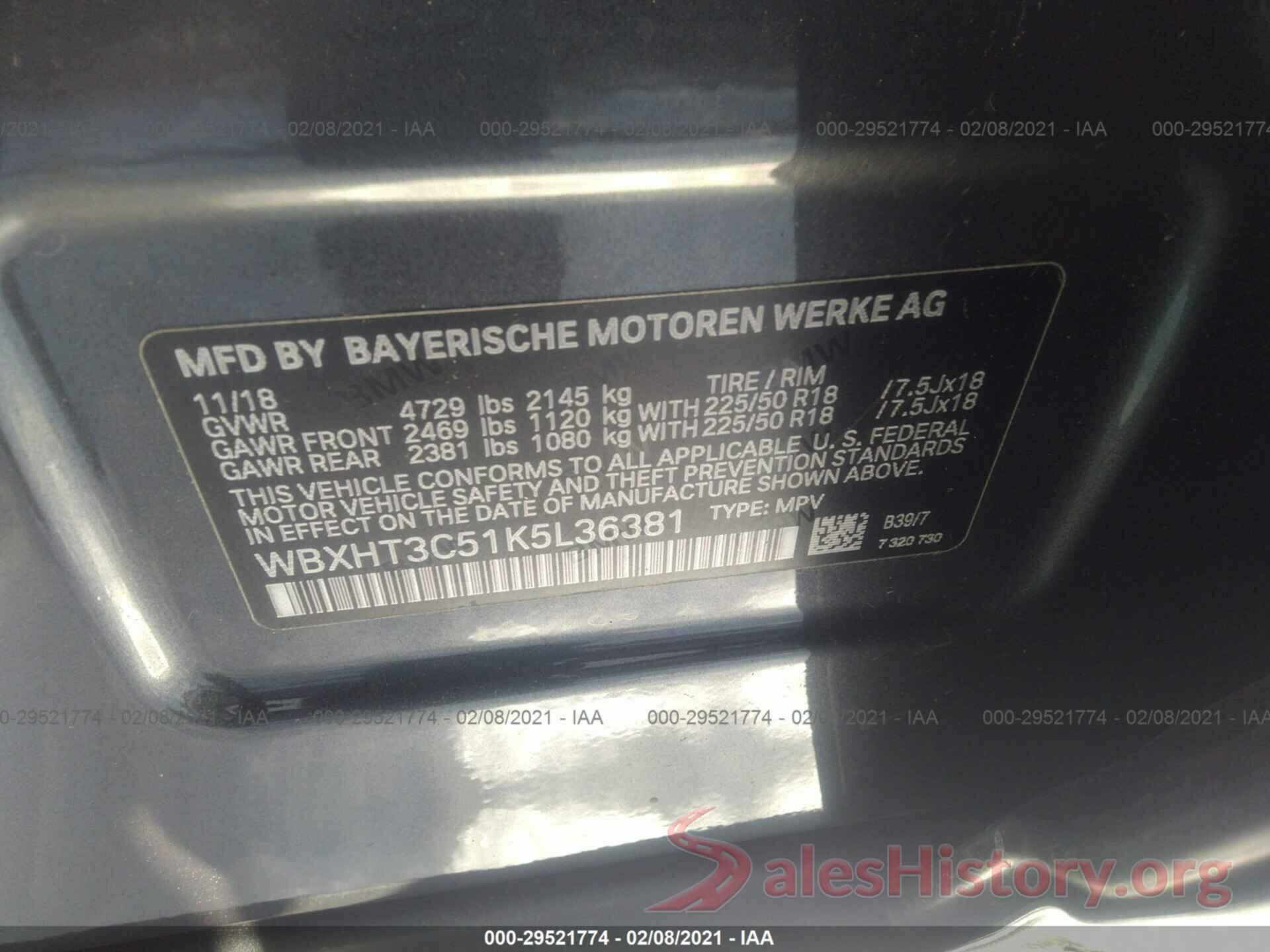 WBXHT3C51K5L36381 2019 BMW X1