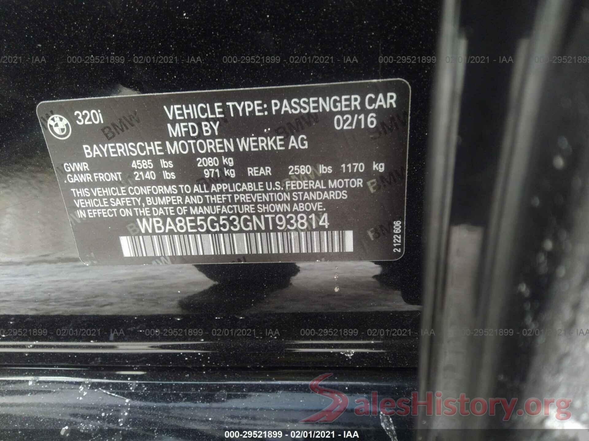 WBA8E5G53GNT93814 2016 BMW 3 SERIES