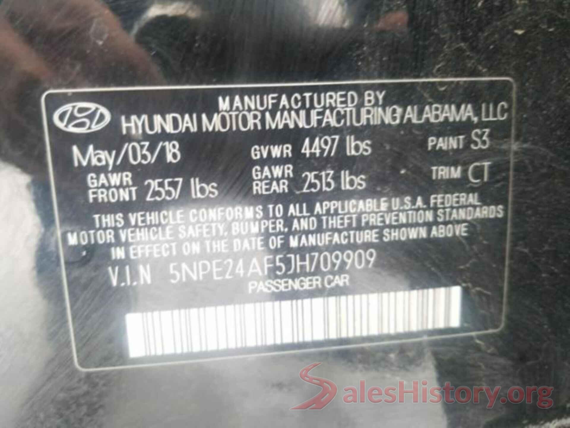 5NPE24AF5JH709909 2018 HYUNDAI SONATA