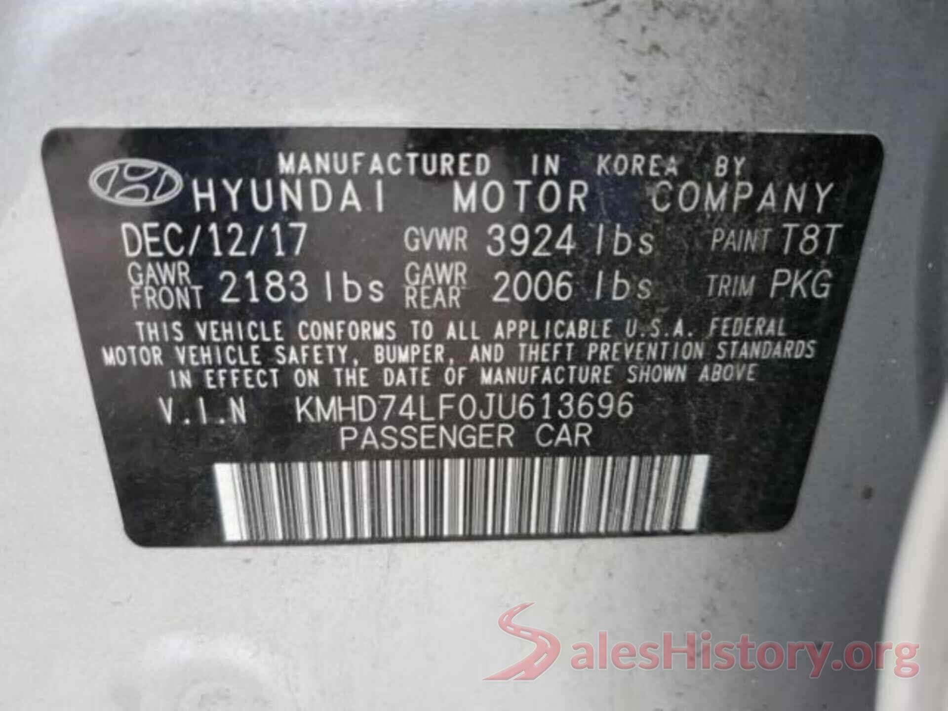 KMHD74LF0JU613696 2018 HYUNDAI ELANTRA