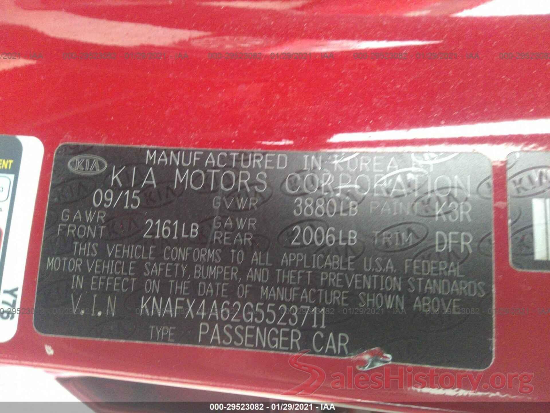 KNAFX4A62G5523711 2016 KIA FORTE