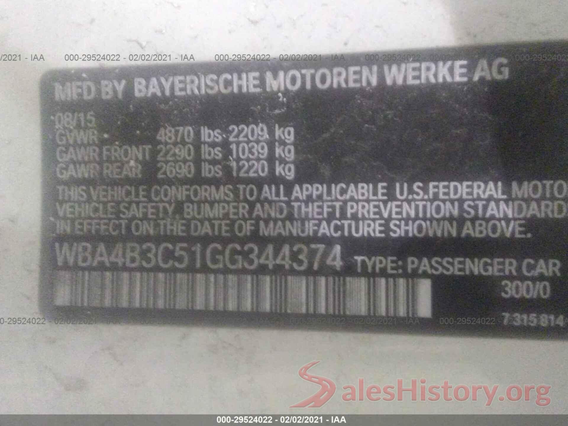 WBA4B3C51GG344374 2016 BMW 4 SERIES