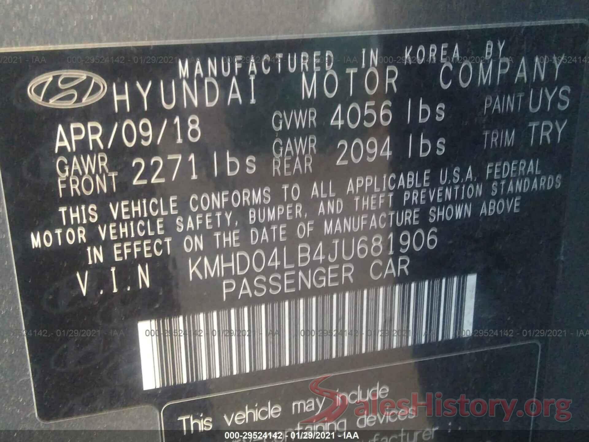 KMHD04LB4JU681906 2018 HYUNDAI ELANTRA