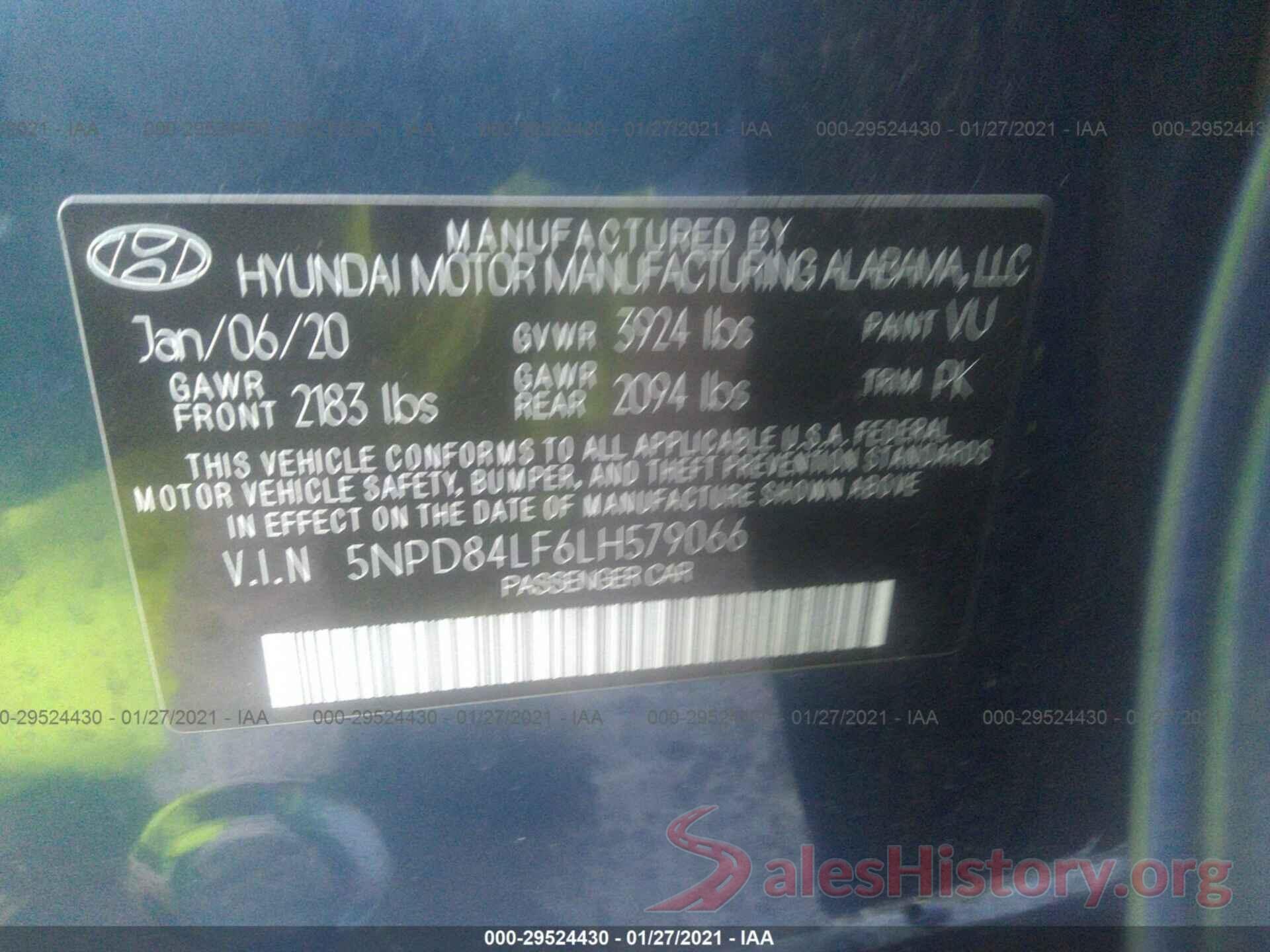 5NPD84LF6LH579066 2020 HYUNDAI ELANTRA