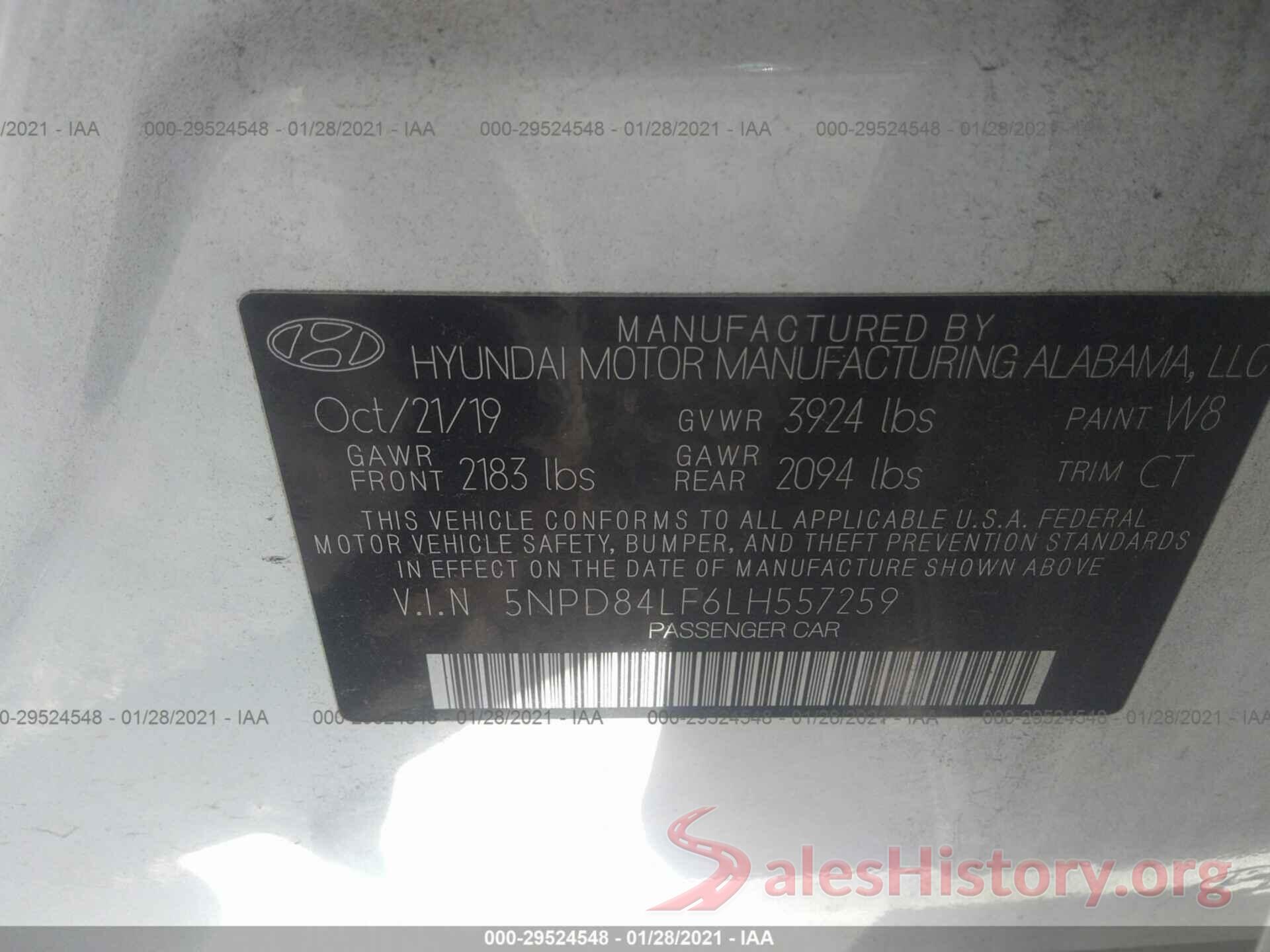 5NPD84LF6LH557259 2020 HYUNDAI ELANTRA