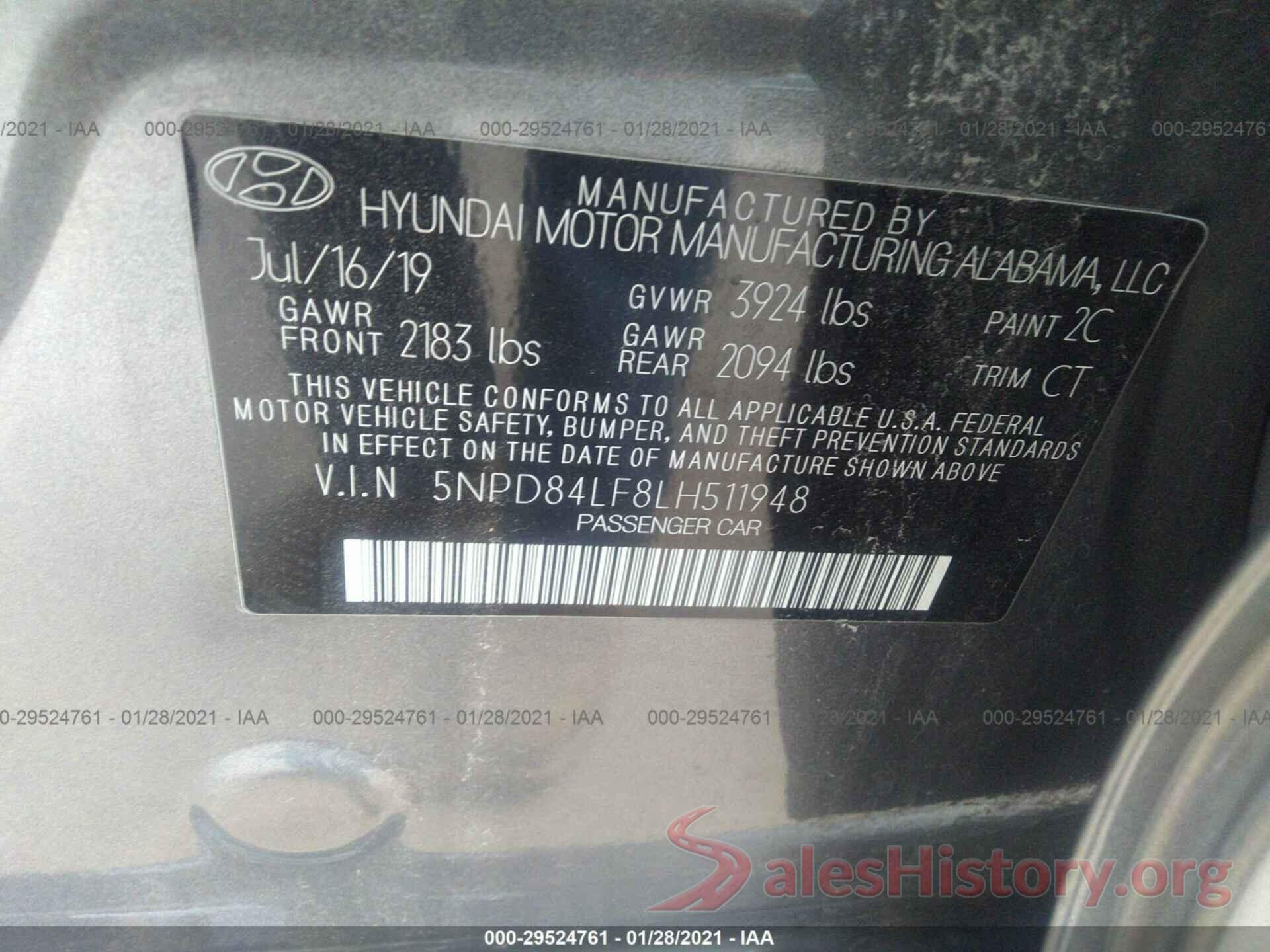 5NPD84LF8LH511948 2020 HYUNDAI ELANTRA