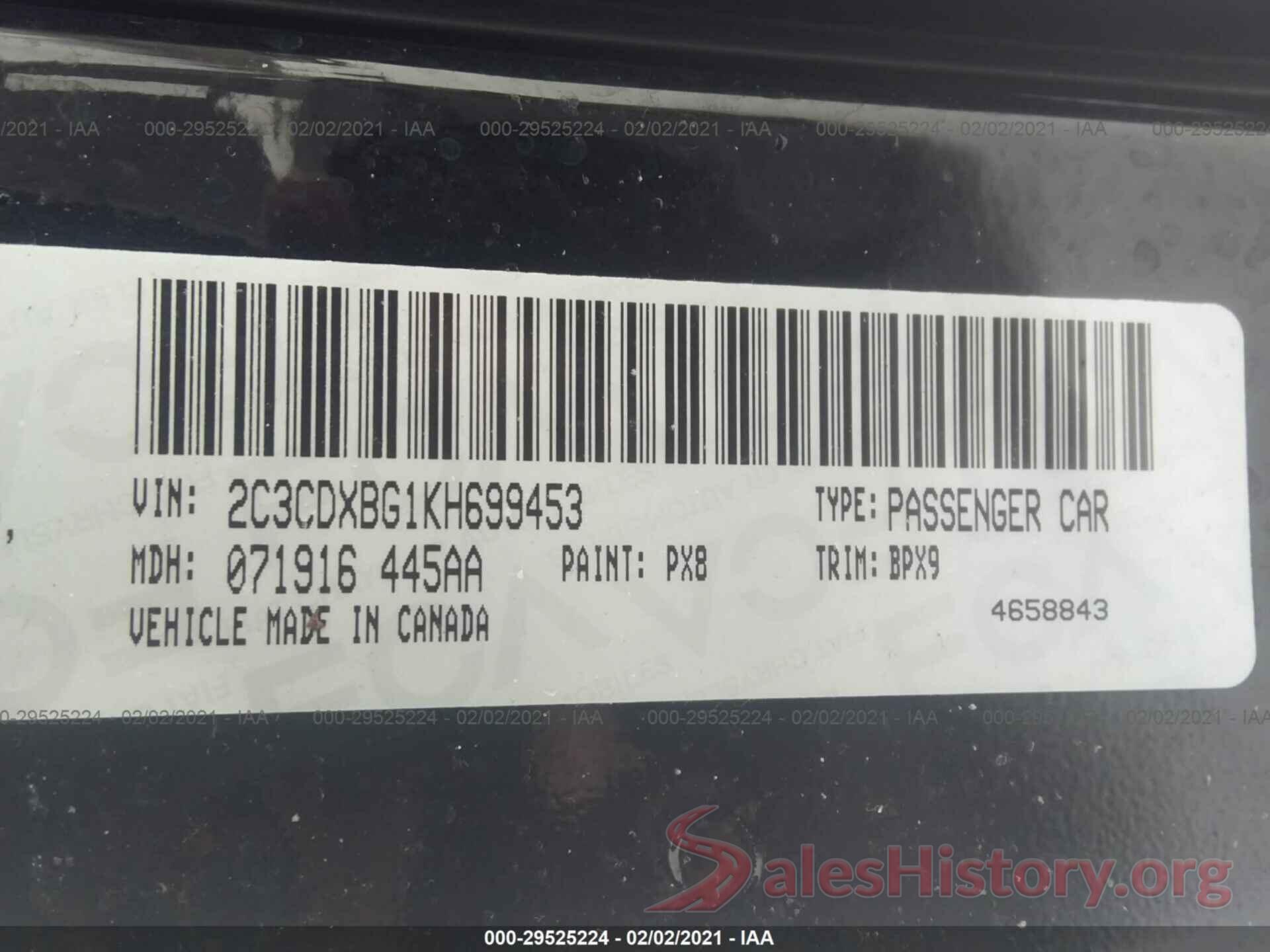 2C3CDXBG1KH699453 2019 DODGE CHARGER