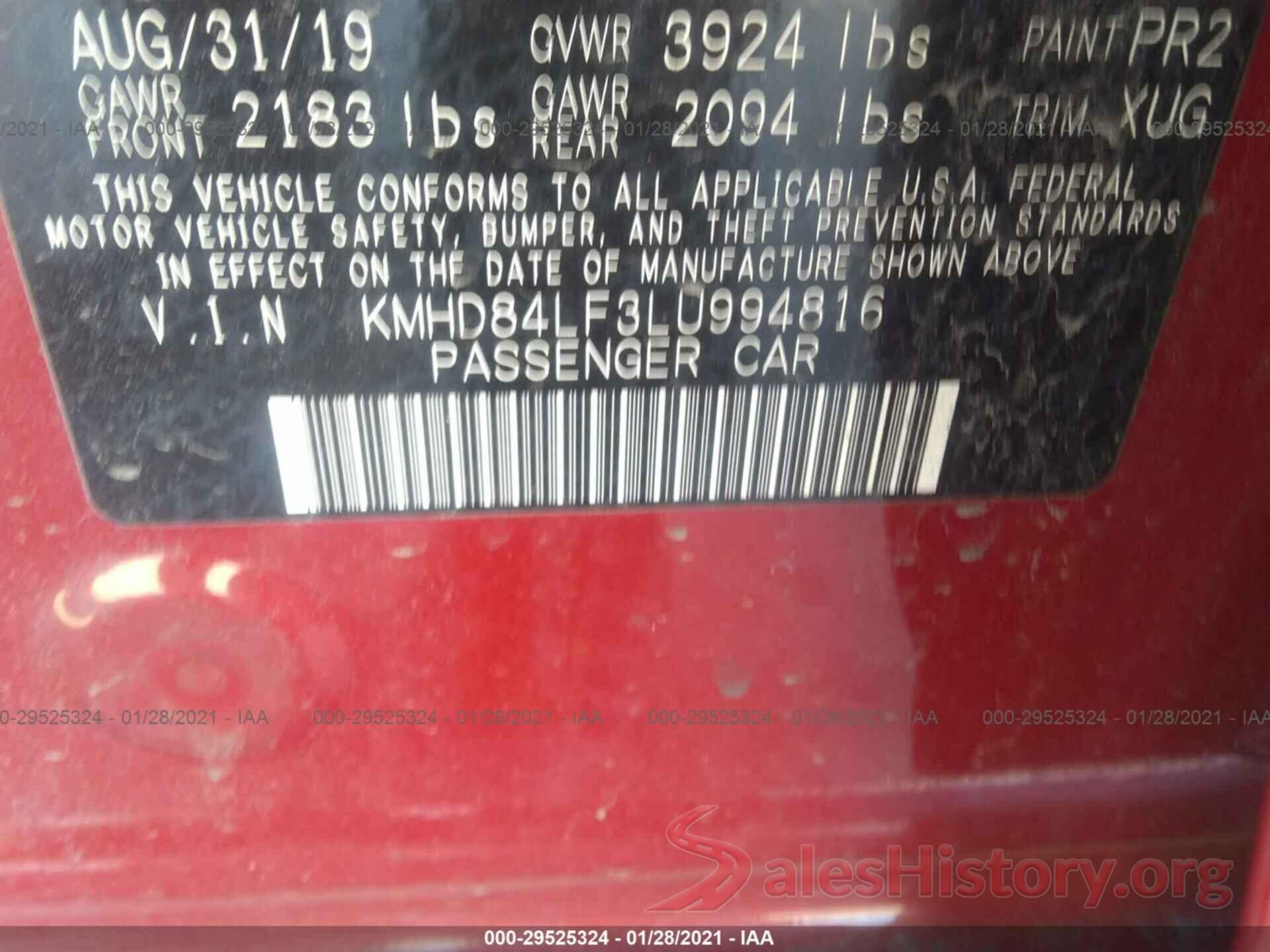 KMHD84LF3LU994816 2020 HYUNDAI ELANTRA