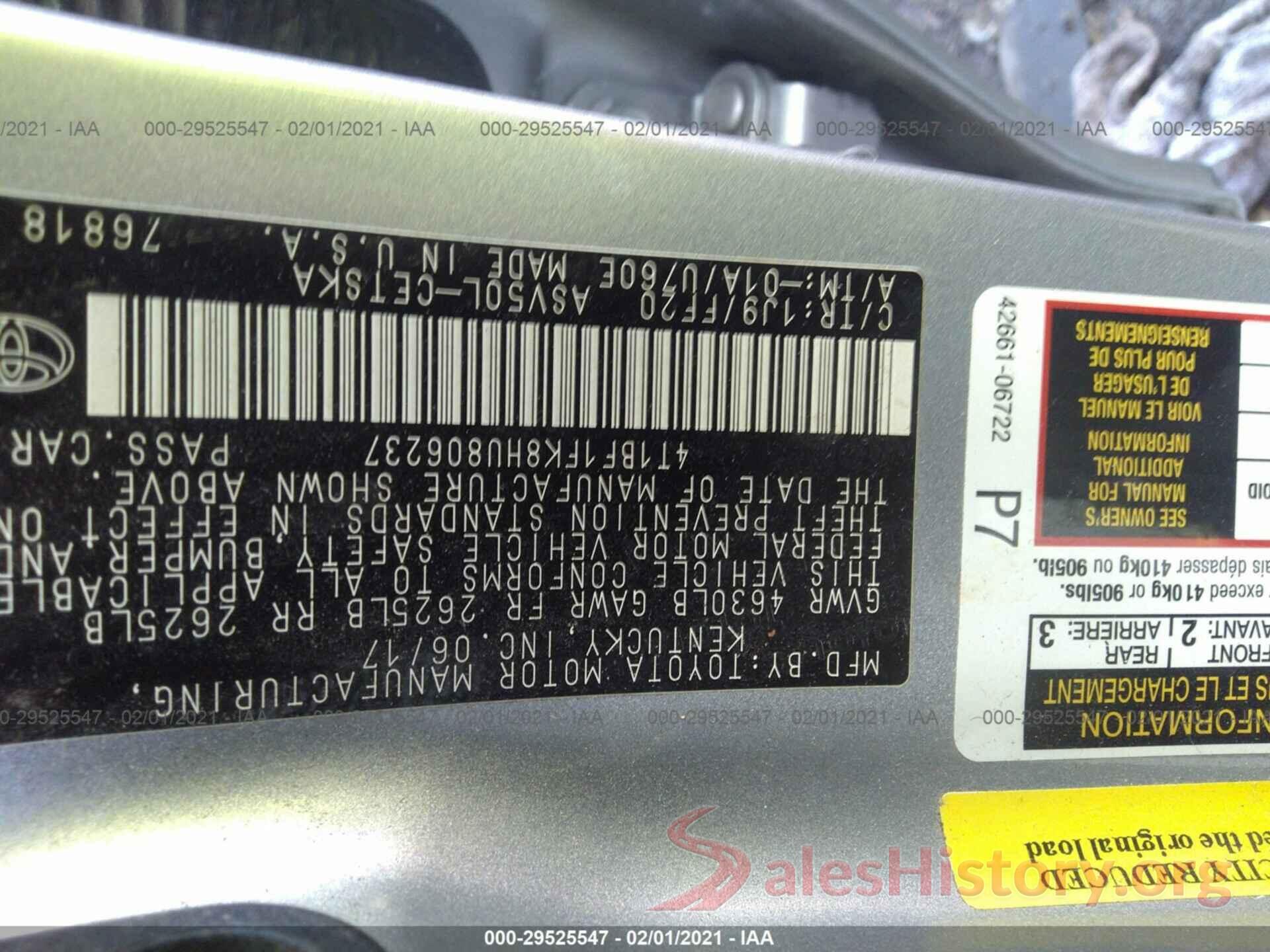 4T1BF1FK8HU806237 2017 TOYOTA CAMRY