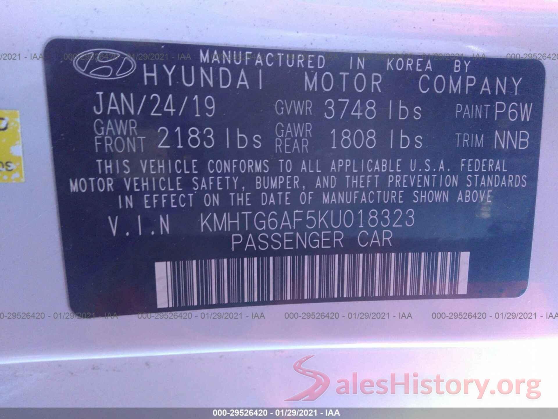 KMHTG6AF5KU018323 2019 HYUNDAI VELOSTER