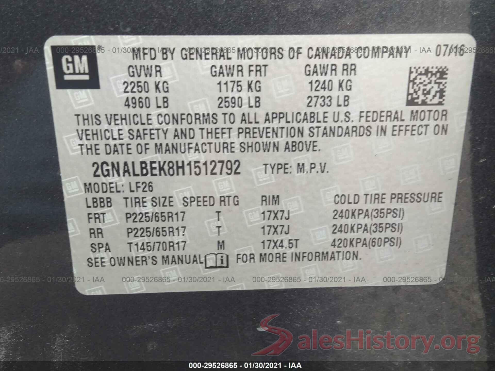 2GNALBEK8H1512792 2017 CHEVROLET EQUINOX