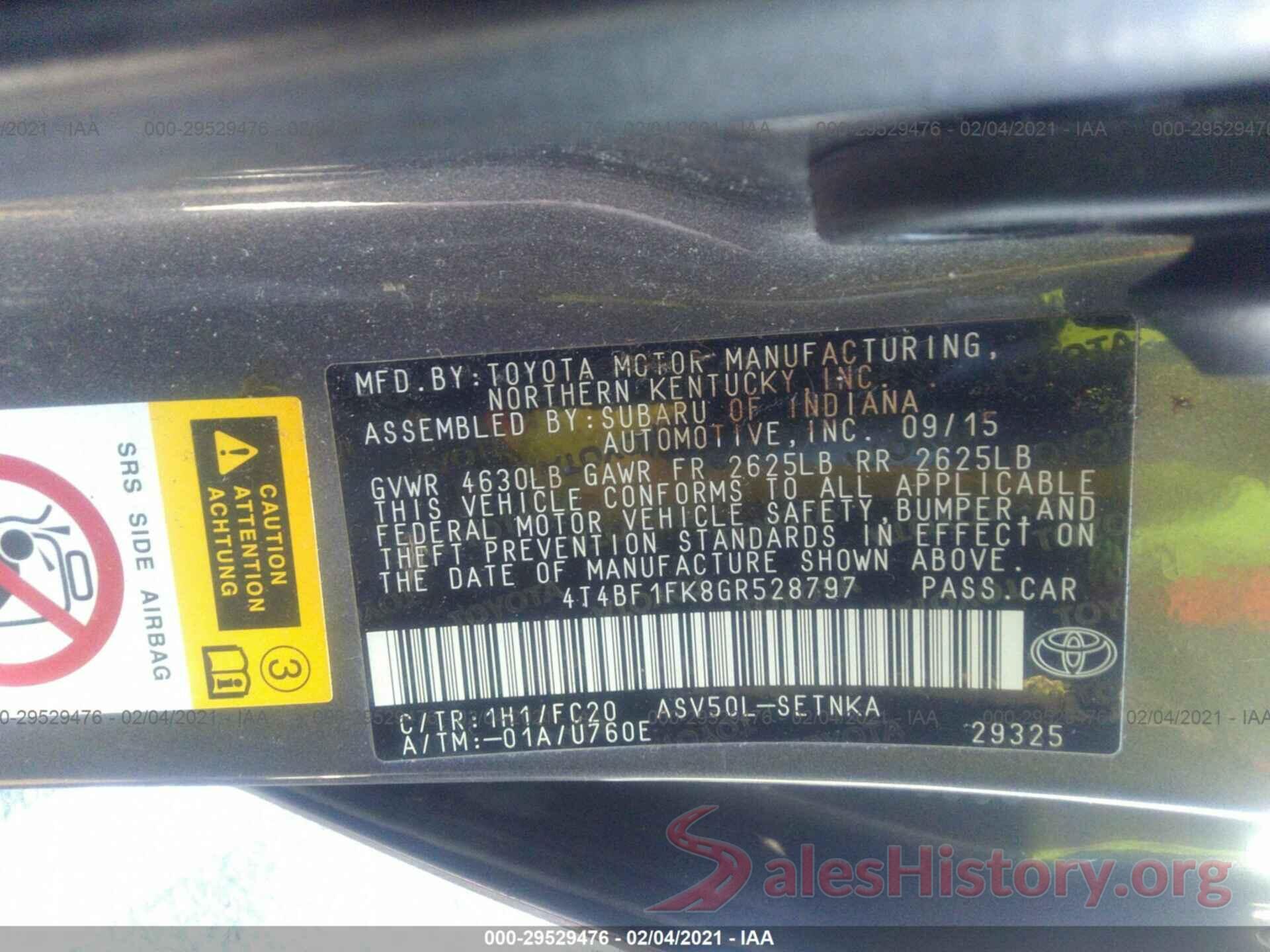 4T4BF1FK8GR528797 2016 TOYOTA CAMRY