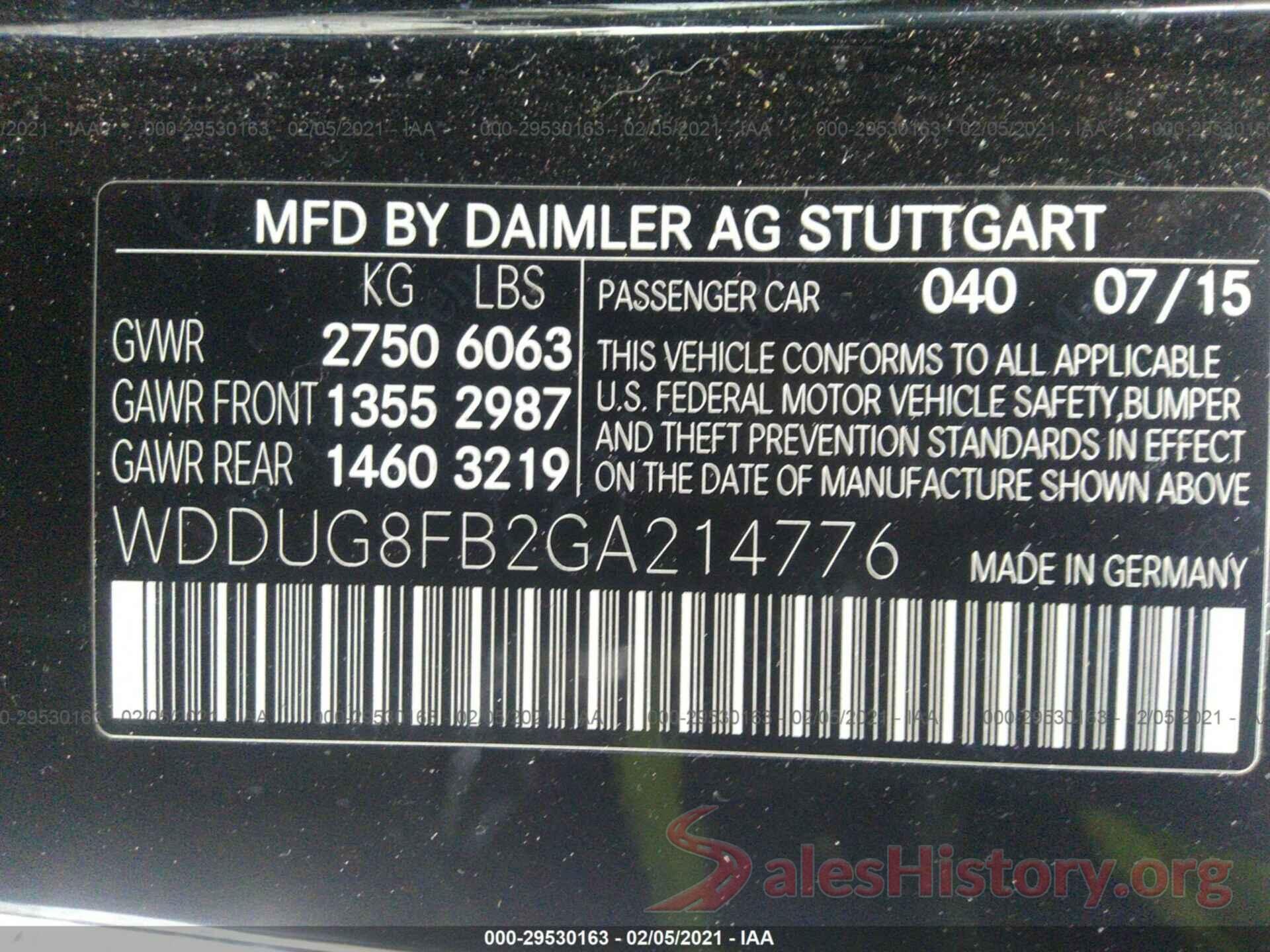 WDDUG8FB2GA214776 2016 MERCEDES-BENZ S-CLASS