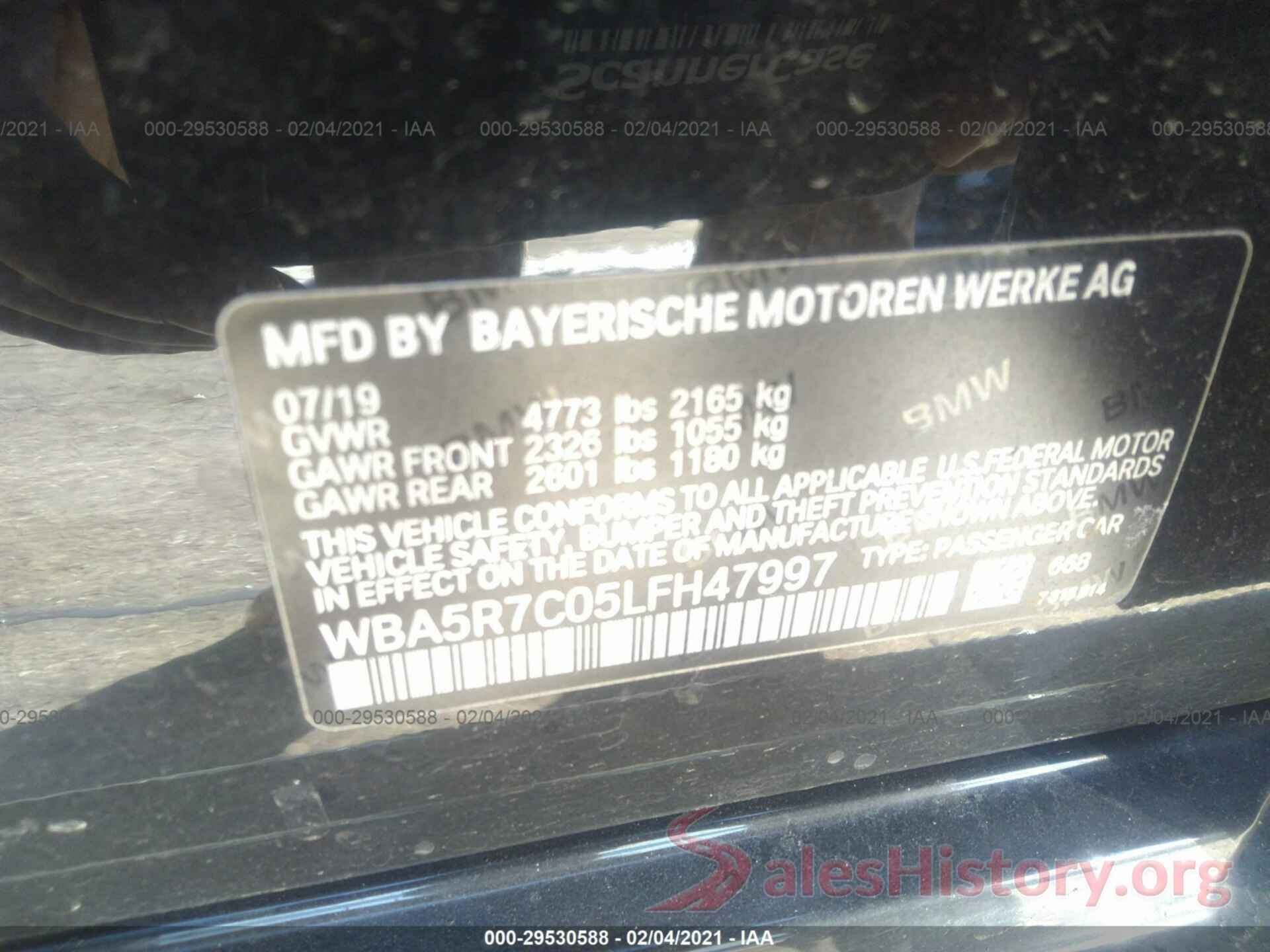 WBA5R7C05LFH47997 2020 BMW 3 SERIES