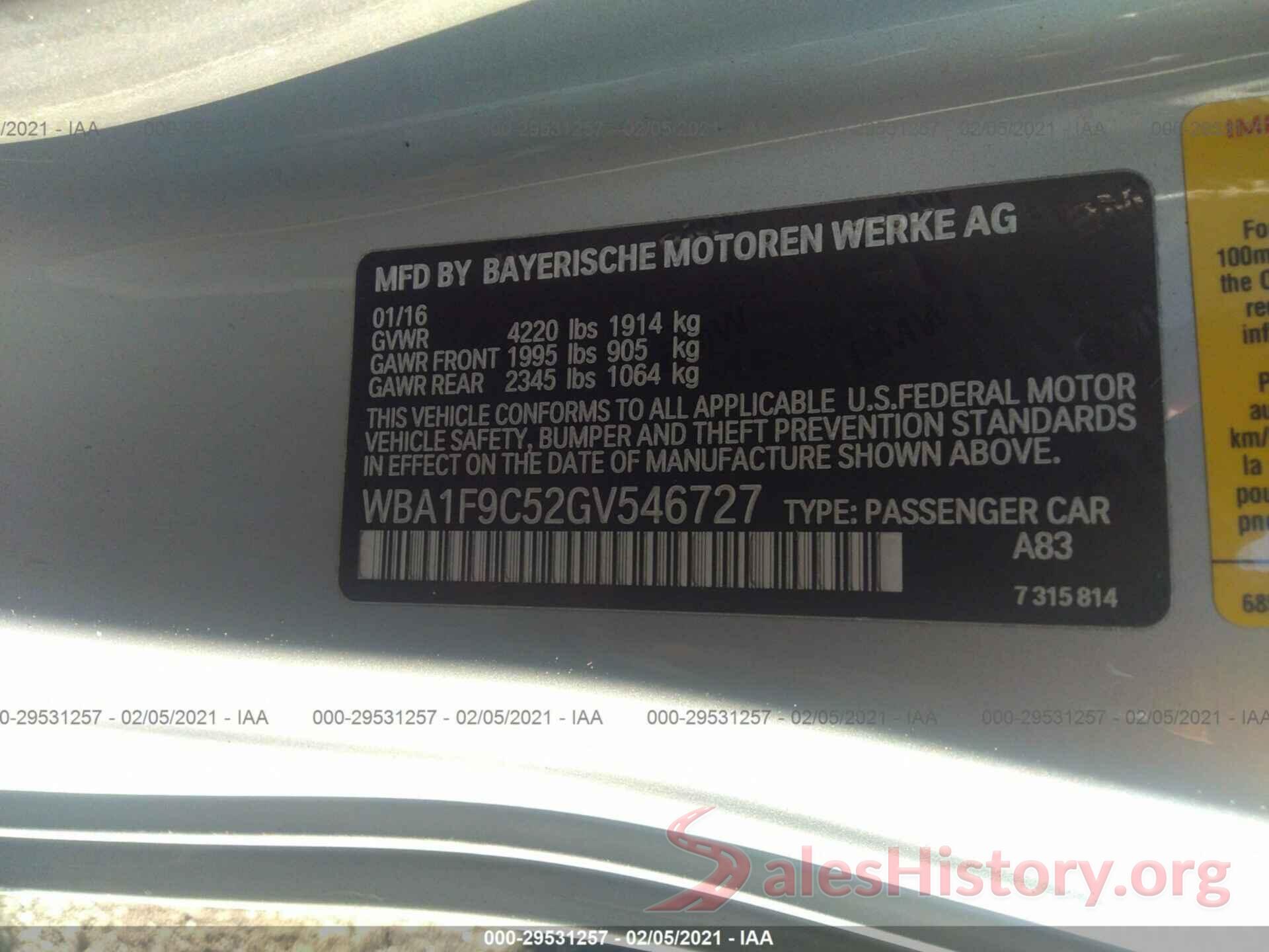 WBA1F9C52GV546727 2016 BMW 2 SERIES