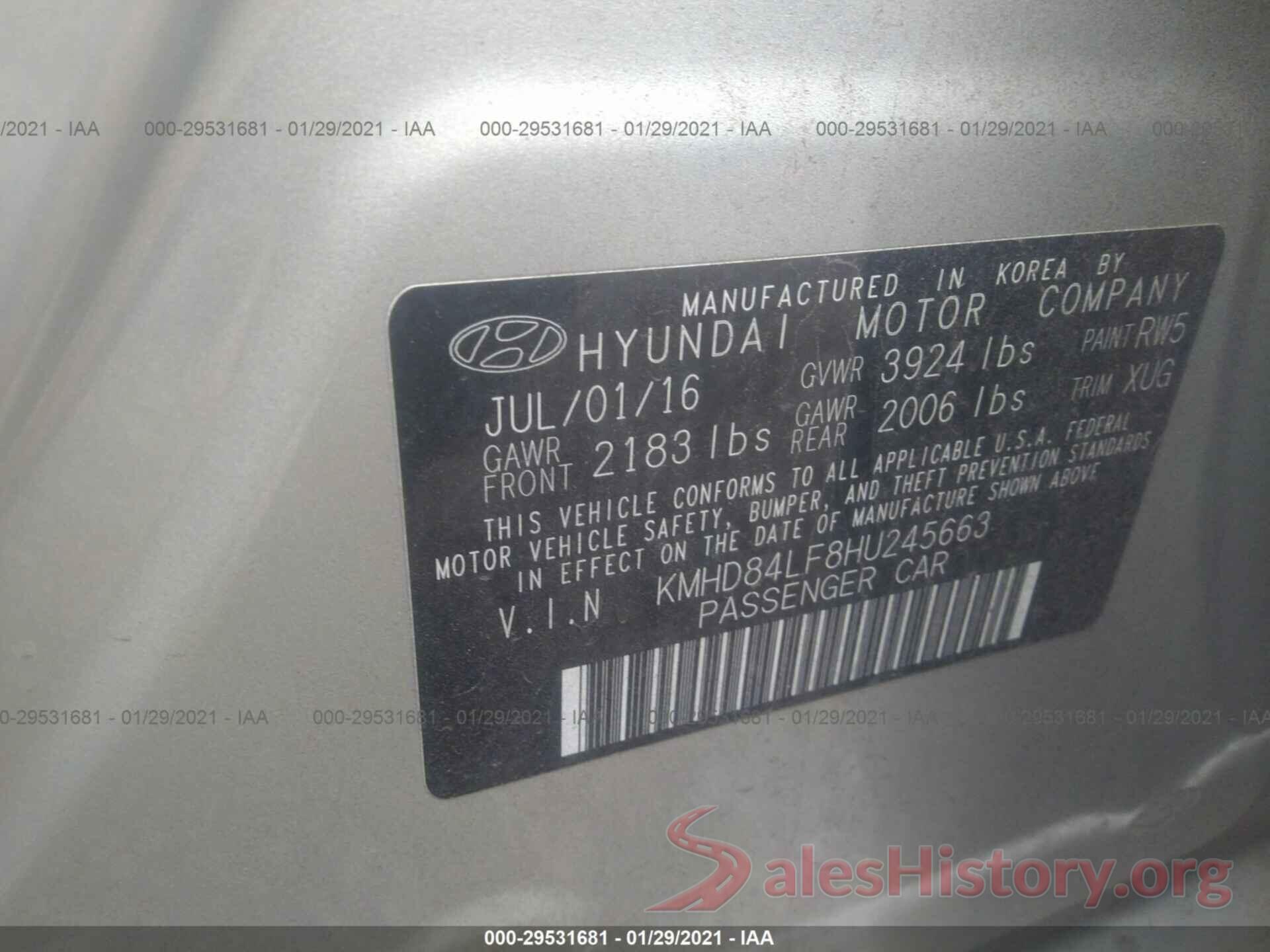 KMHD84LF8HU245663 2017 HYUNDAI ELANTRA