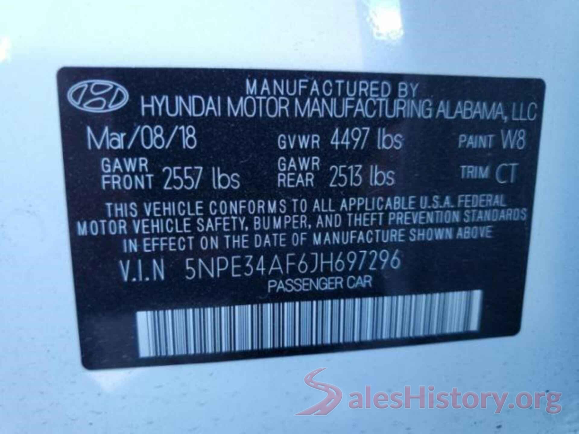 5NPE34AF6JH697296 2018 HYUNDAI SONATA