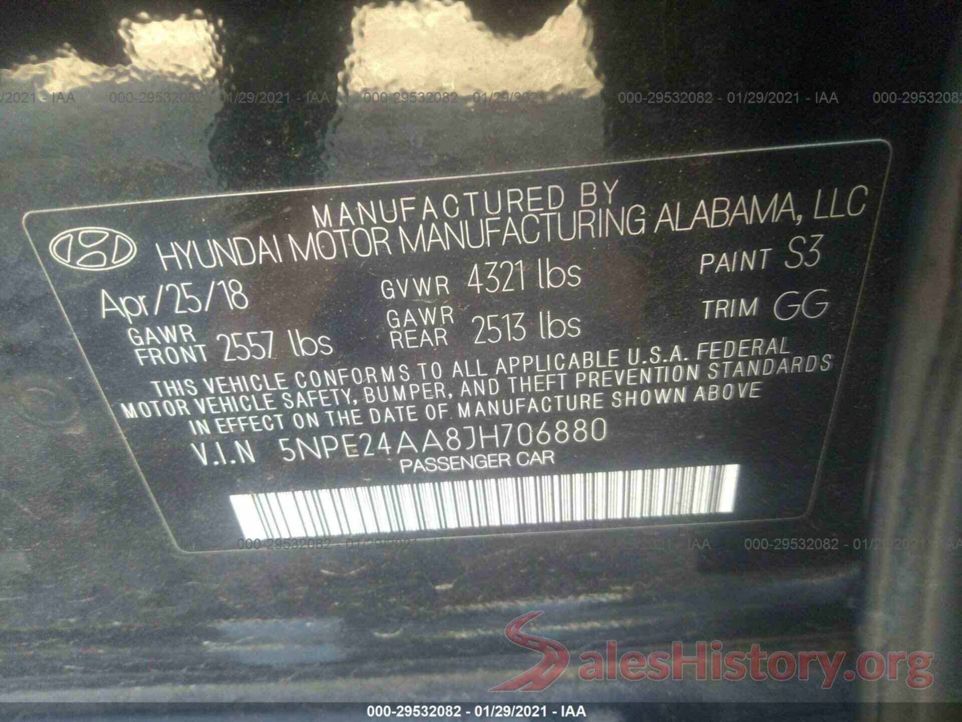 5NPE24AA8JH706880 2018 HYUNDAI SONATA