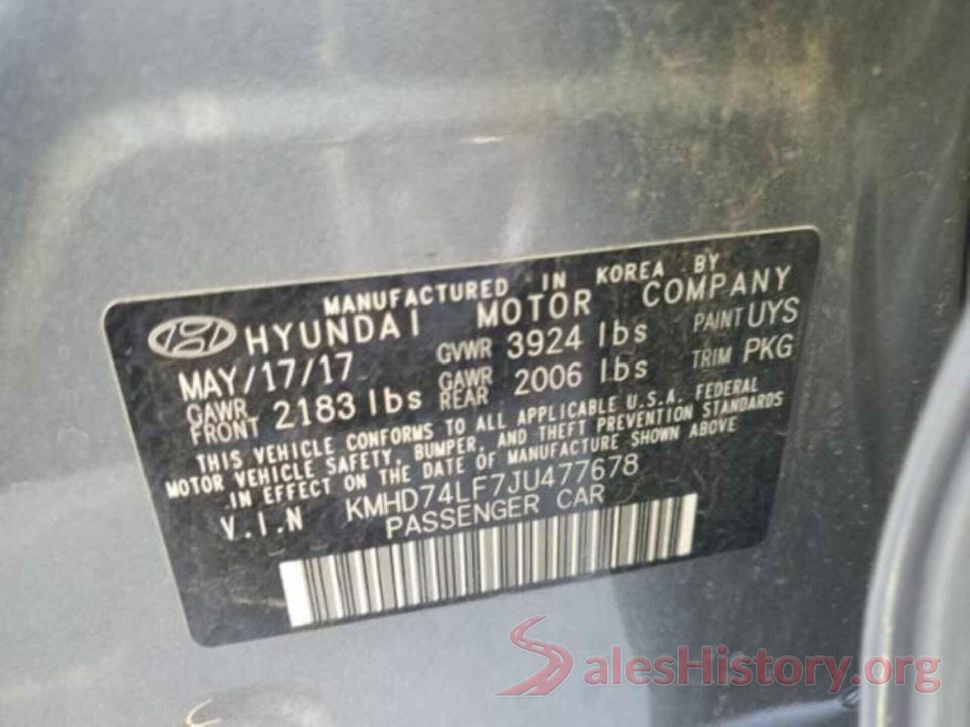 KMHD74LF7JU477678 2018 HYUNDAI ELANTRA