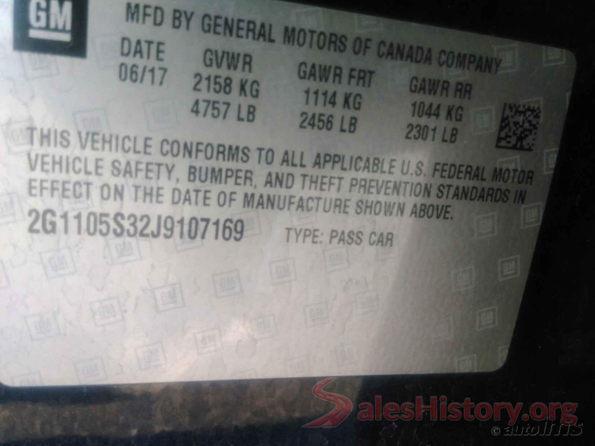 2G1105S32J9107169 2018 CHEVROLET IMPALA