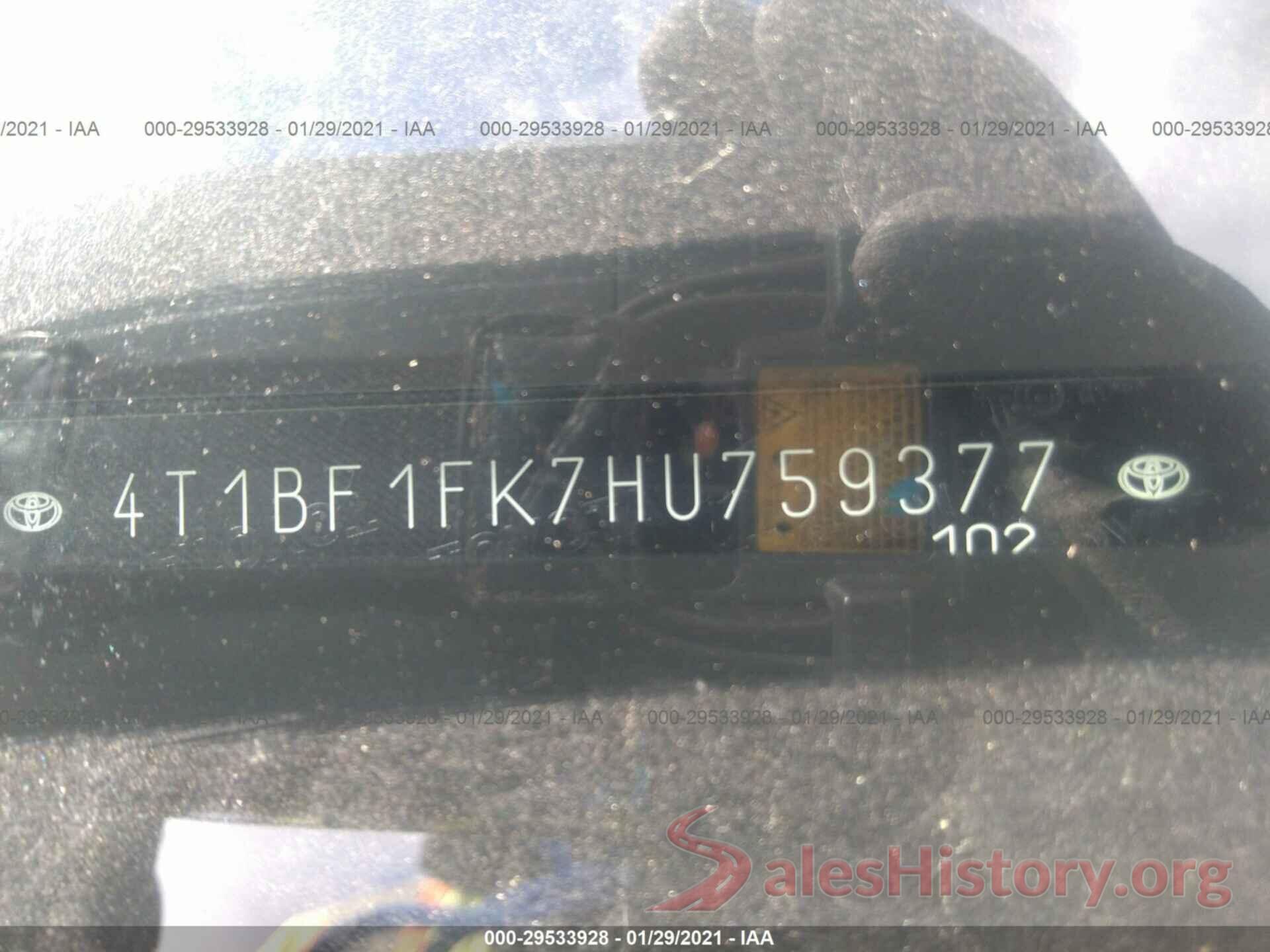 4T1BF1FK7HU759377 2017 TOYOTA CAMRY