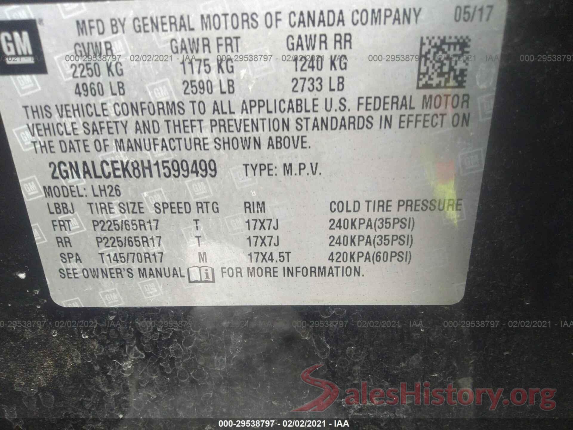 2GNALCEK8H1599499 2017 CHEVROLET EQUINOX