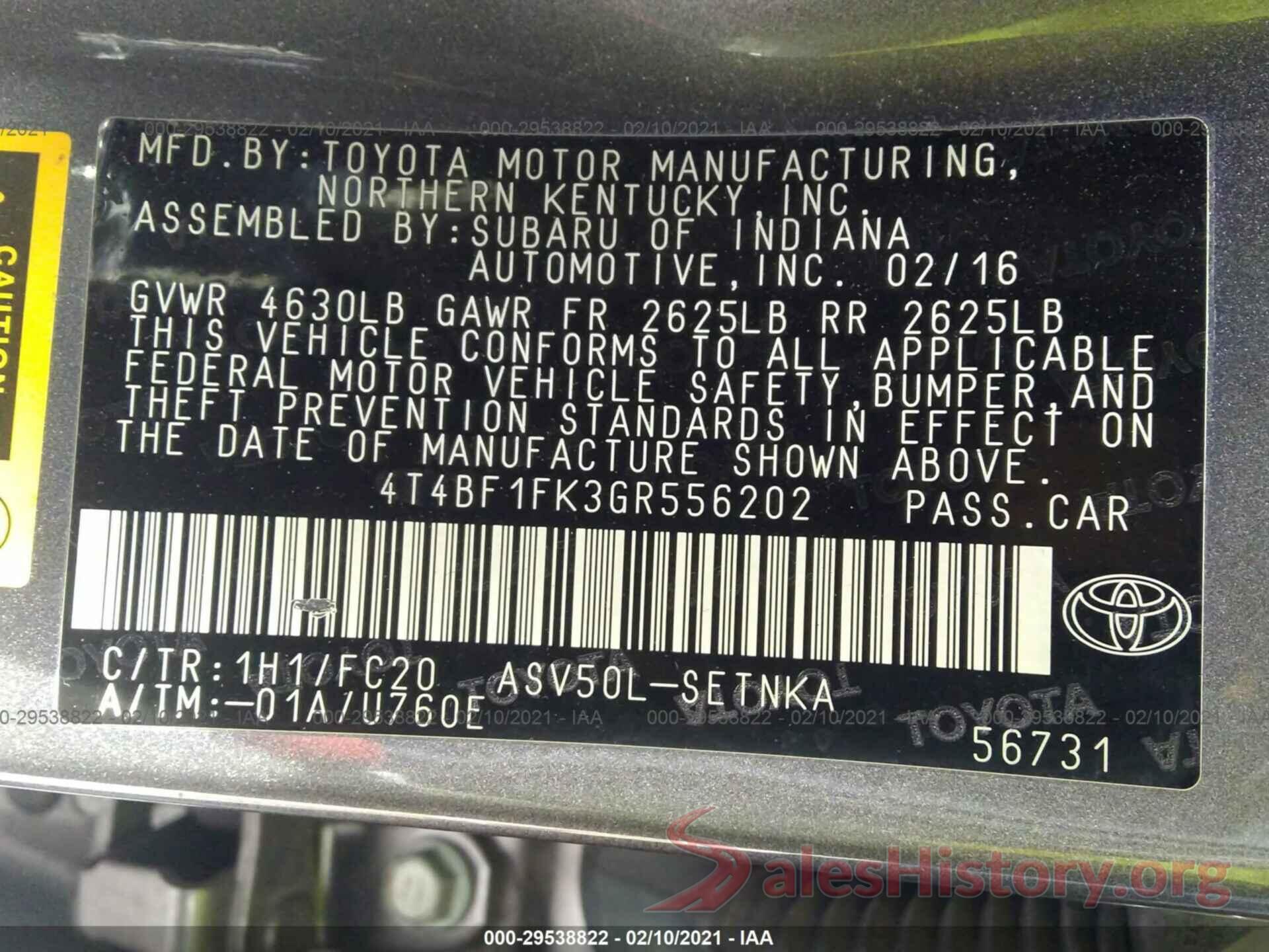 4T4BF1FK3GR556202 2016 TOYOTA CAMRY