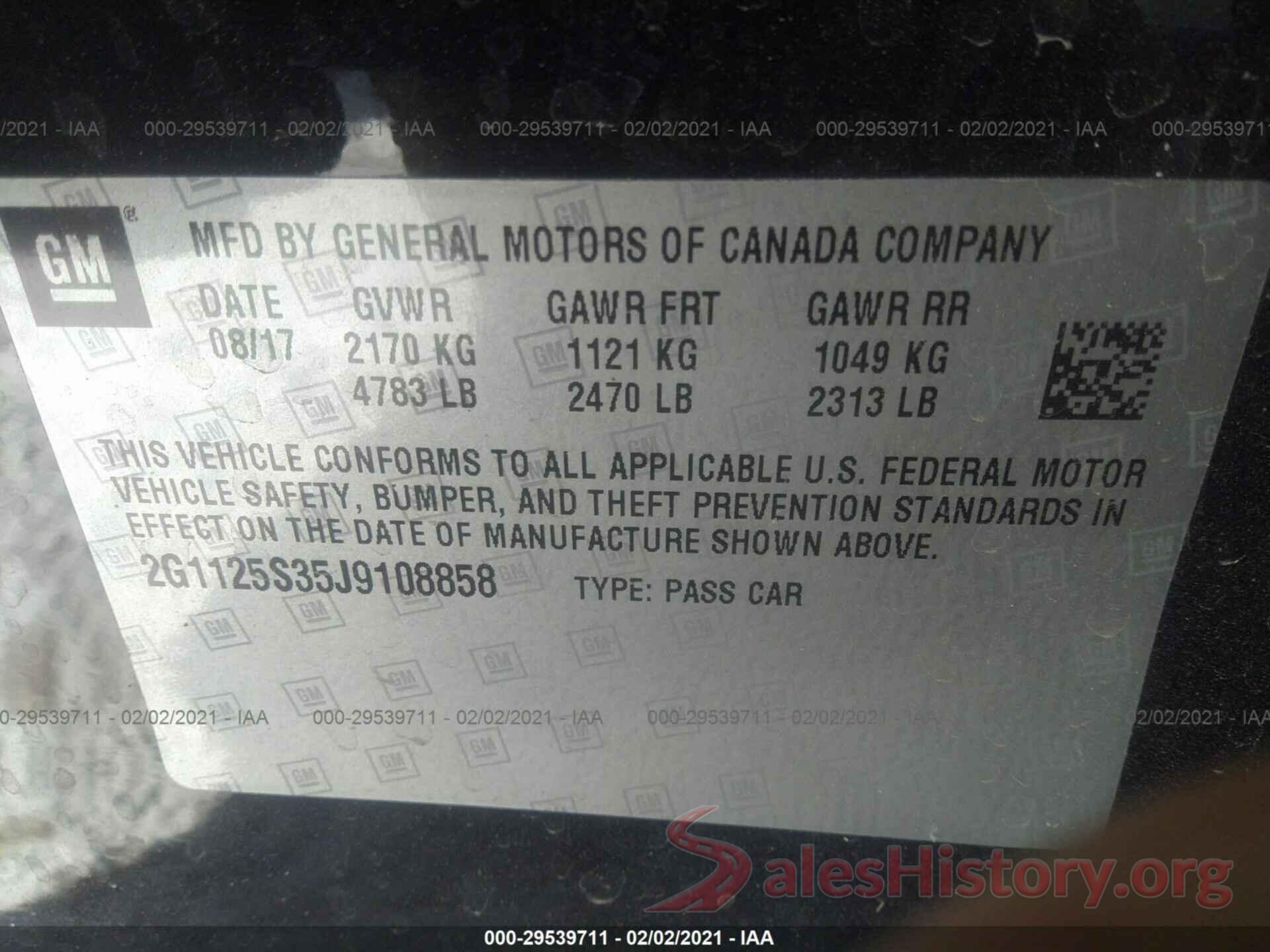 2G1125S35J9108858 2018 CHEVROLET IMPALA