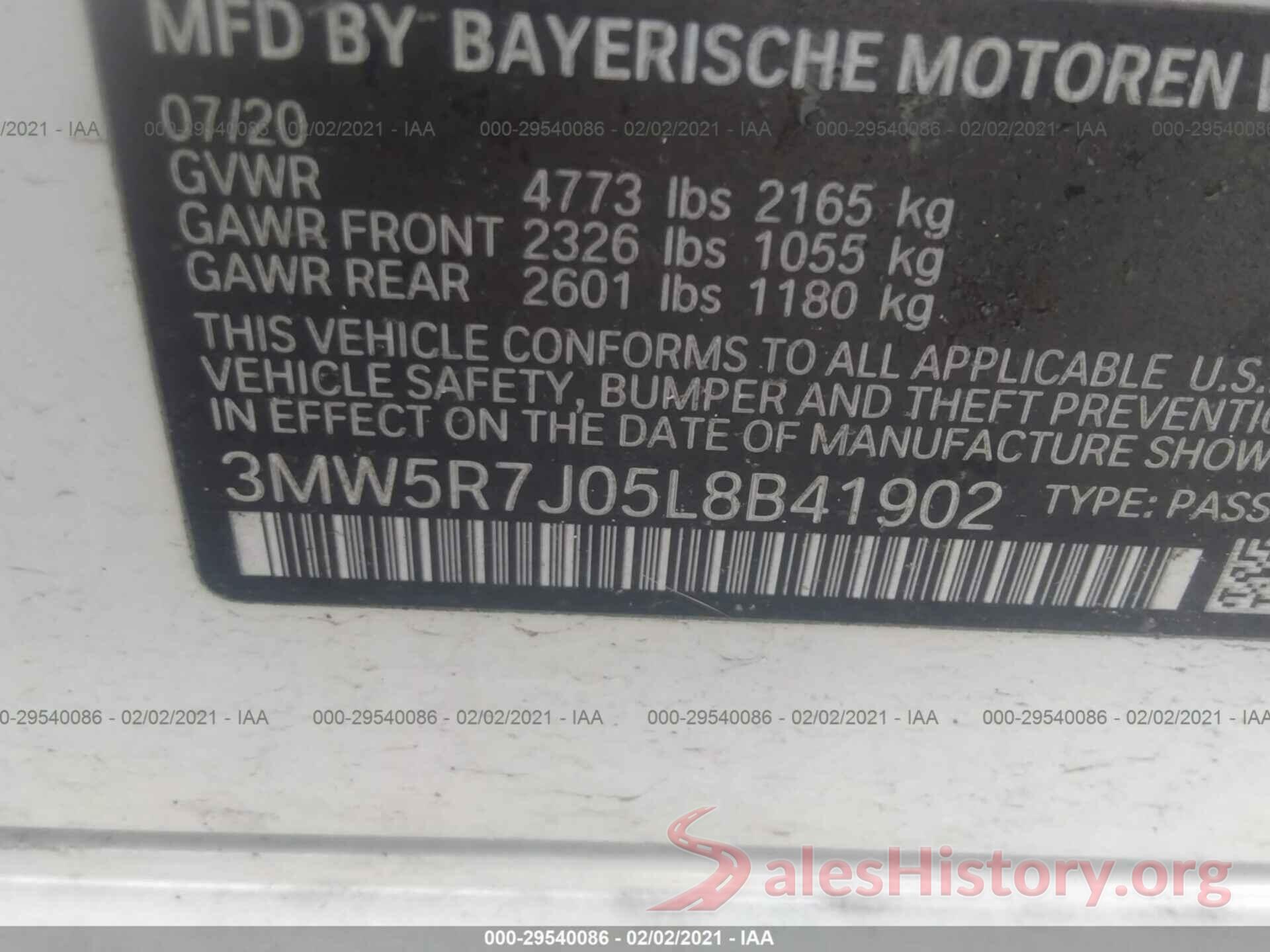 3MW5R7J05L8B41902 2020 BMW 3 SERIES