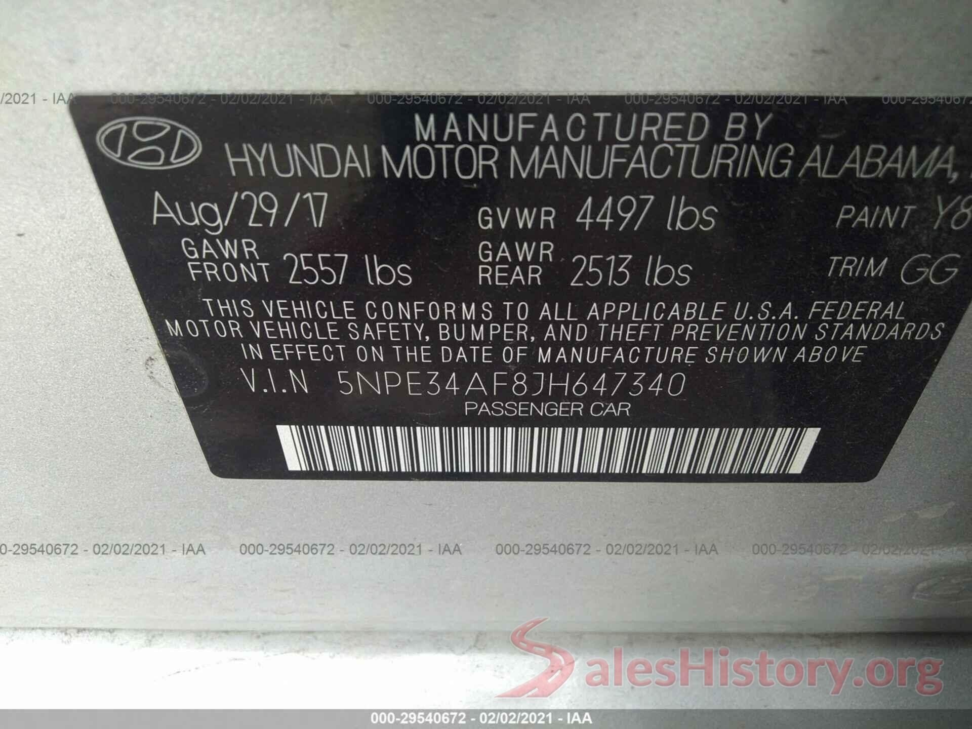 5NPE34AF8JH647340 2018 HYUNDAI SONATA