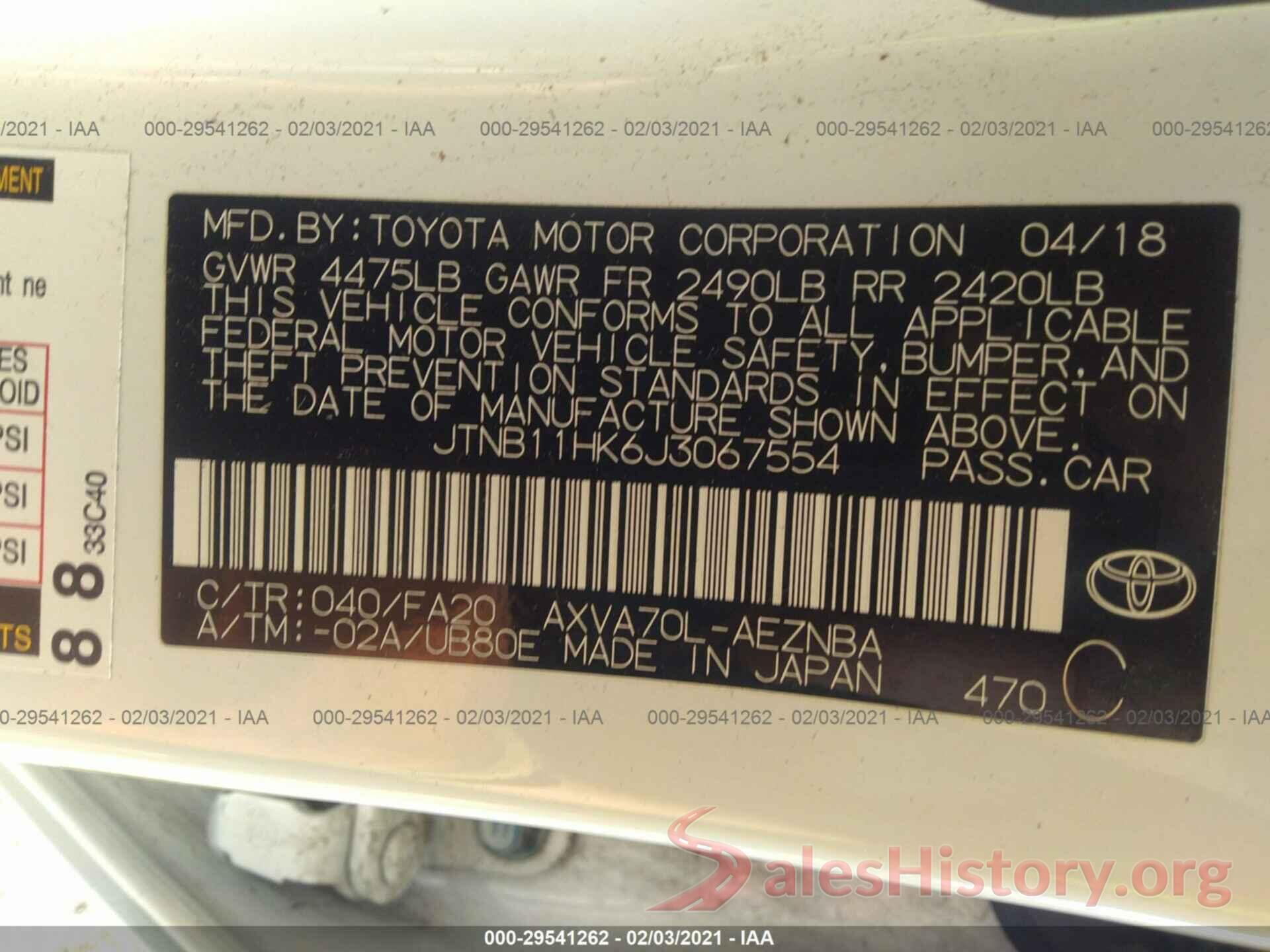 JTNB11HK6J3067554 2018 TOYOTA CAMRY