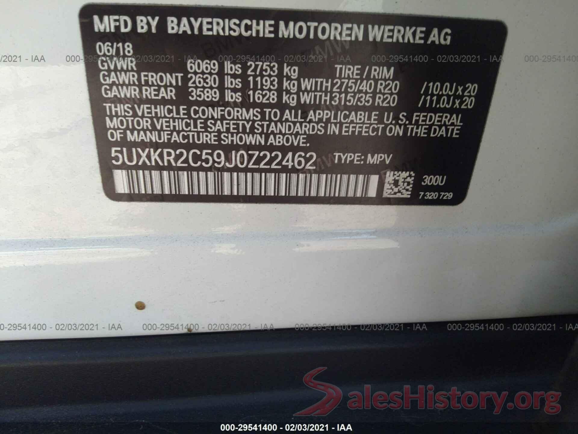 5UXKR2C59J0Z22462 2018 BMW X5