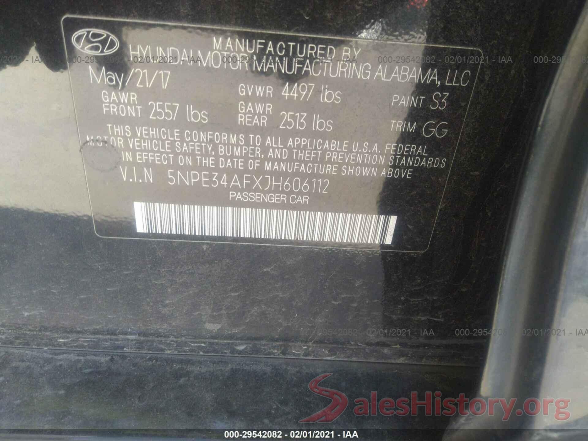 5NPE34AFXJH606112 2018 HYUNDAI SONATA