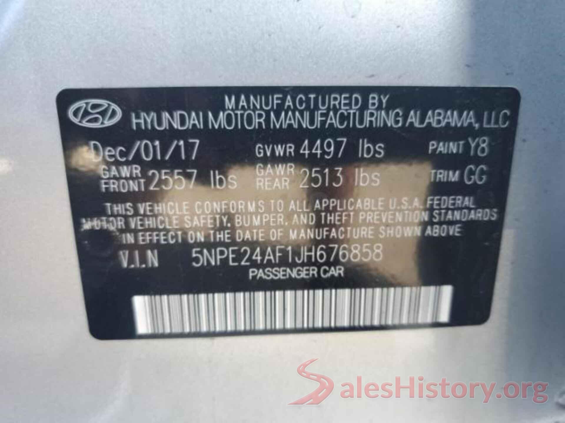 5NPE24AF1JH676858 2018 HYUNDAI SONATA