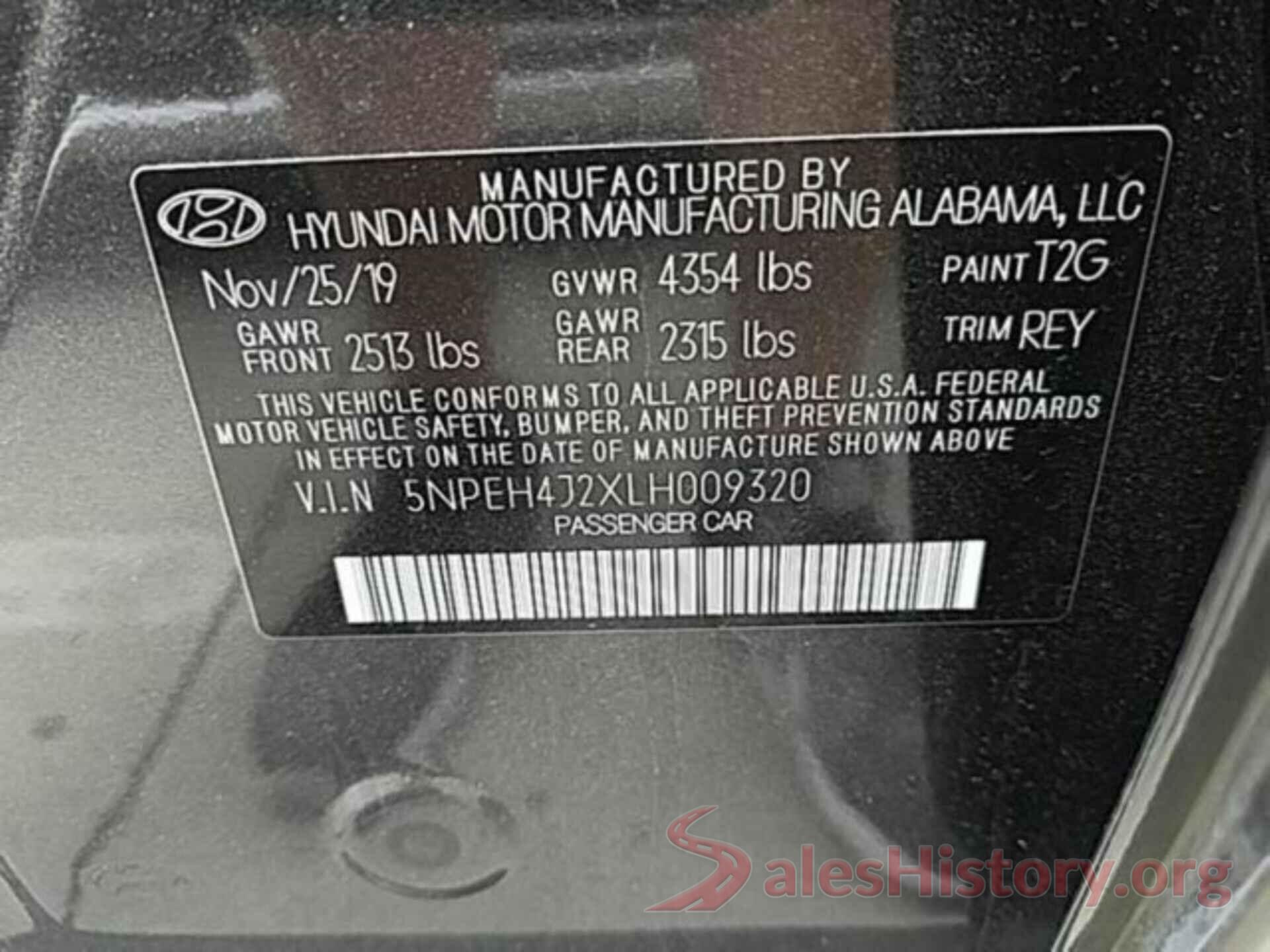 5NPEH4J2XLH009320 2020 HYUNDAI SONATA