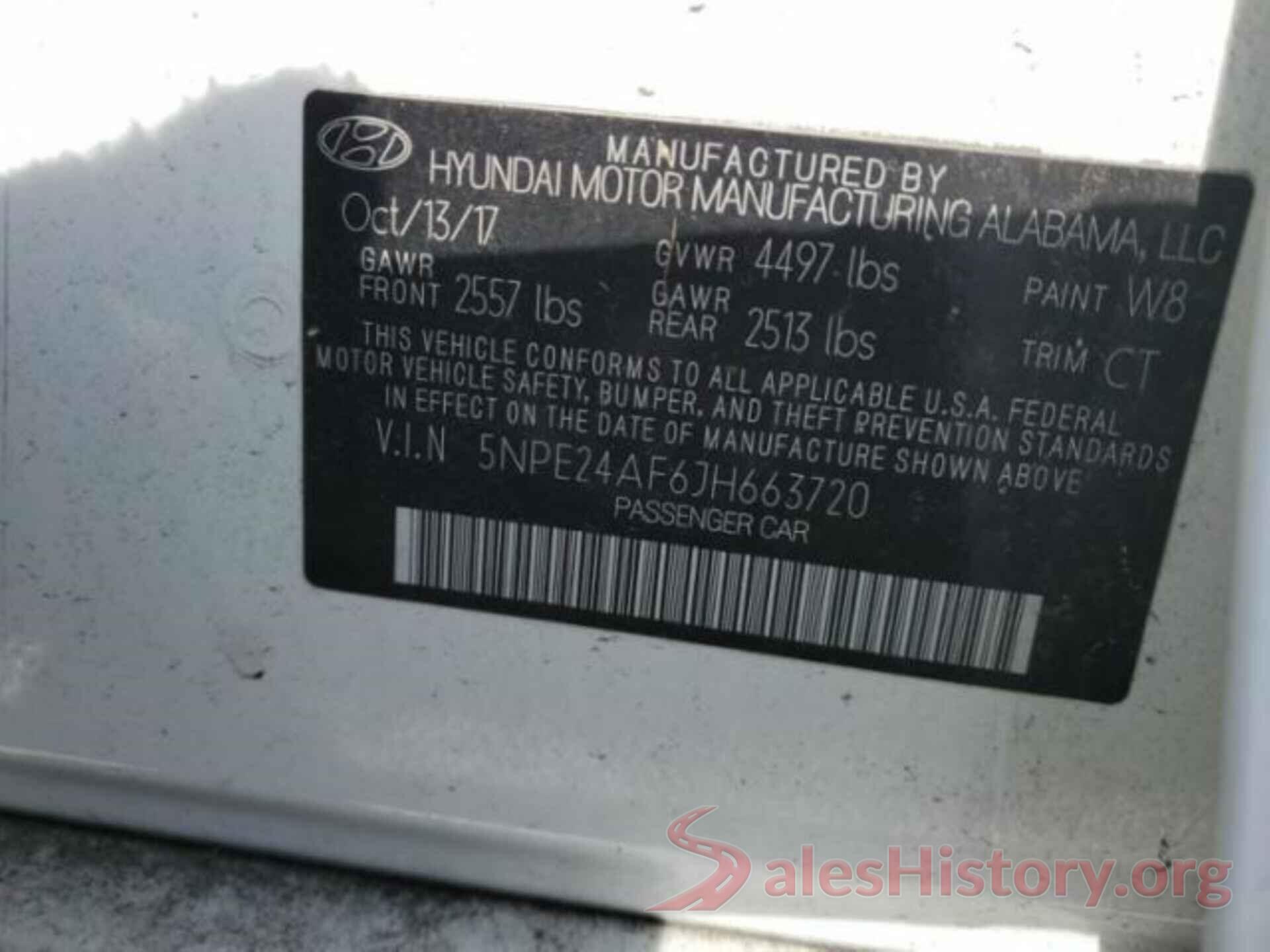 5NPE24AF6JH663720 2018 HYUNDAI SONATA