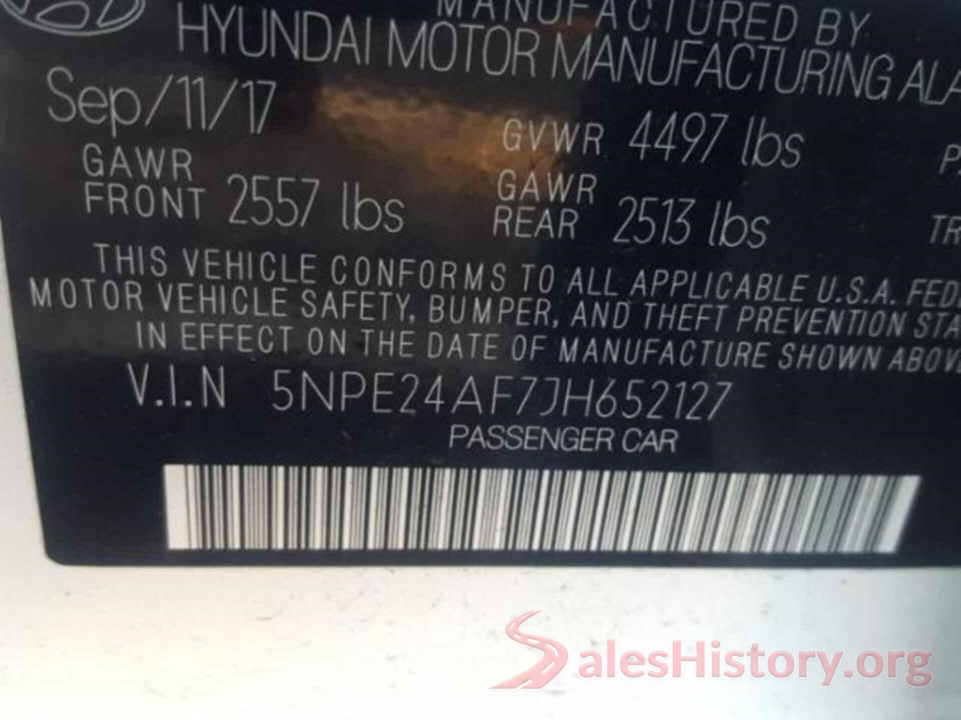 5NPE24AF7JH652127 2018 HYUNDAI SONATA