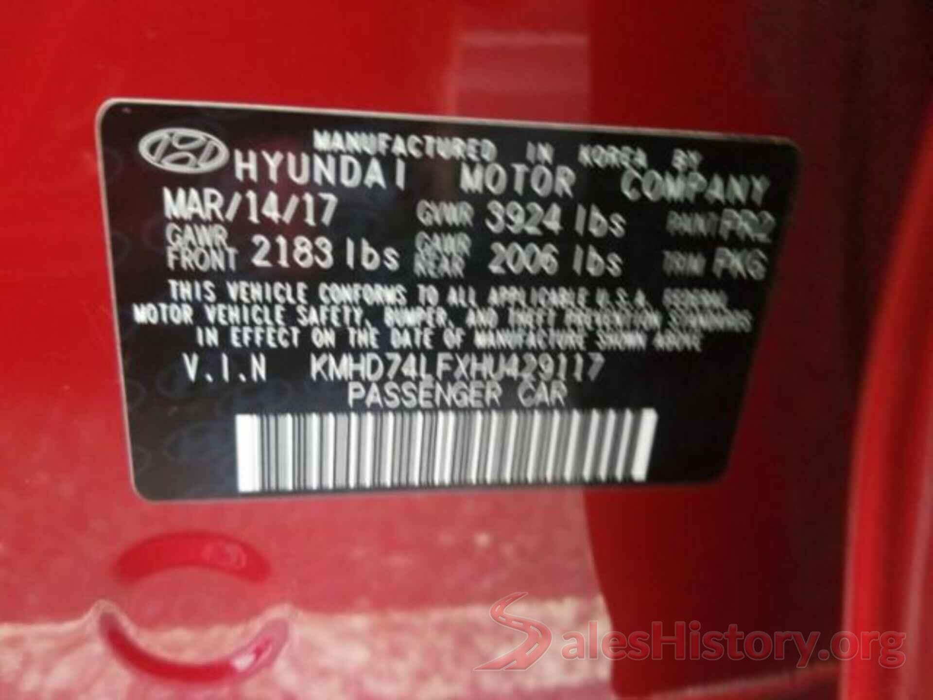 KMHD74LFXHU429117 2017 HYUNDAI ELANTRA