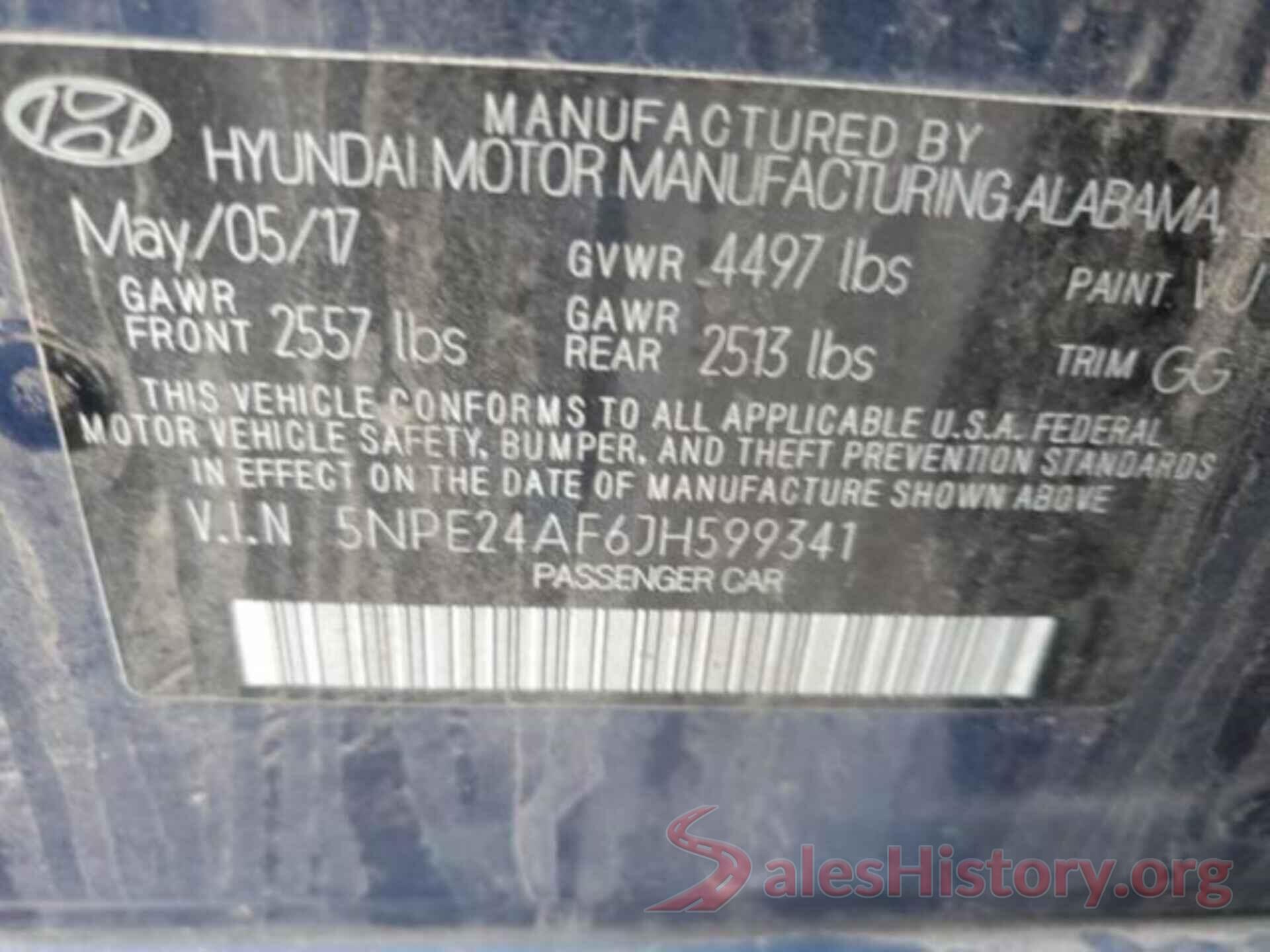 5NPE24AF6JH599341 2018 HYUNDAI SONATA