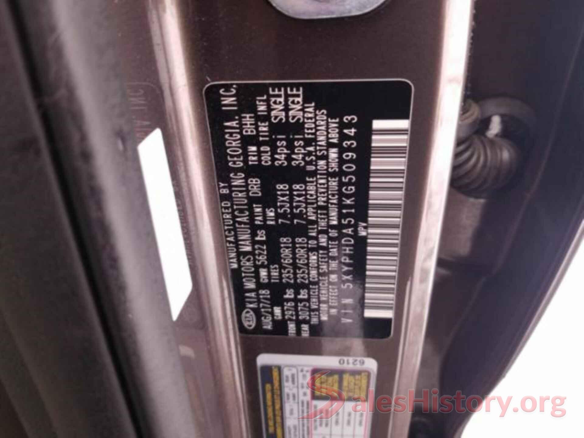 5XYPHDA51KG509343 2019 KIA SORENTO