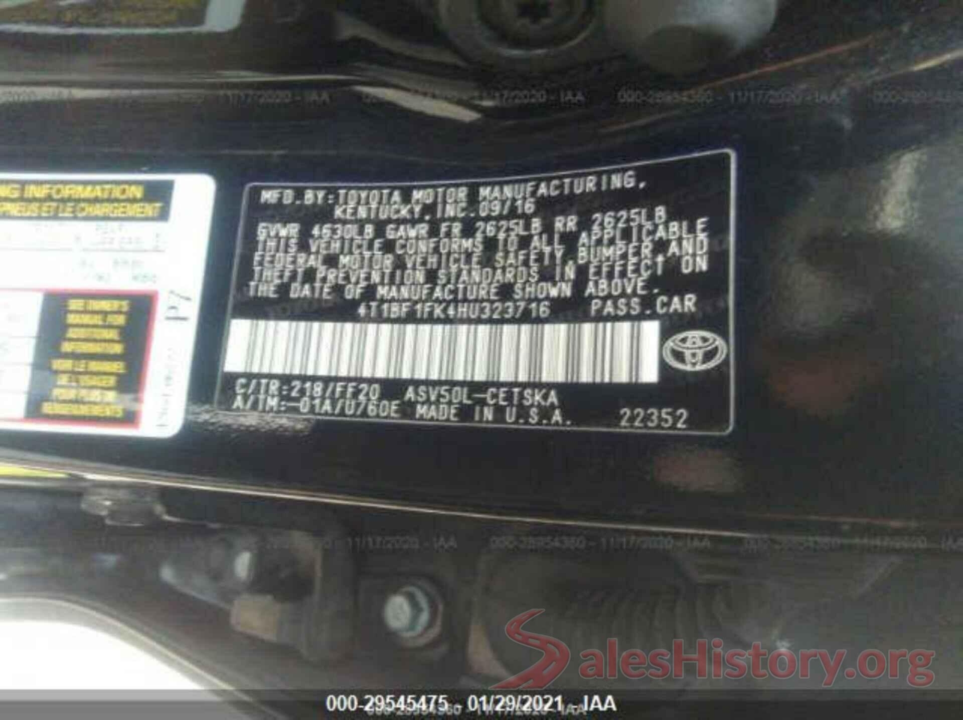 4T1BF1FK4HU323716 2017 TOYOTA CAMRY